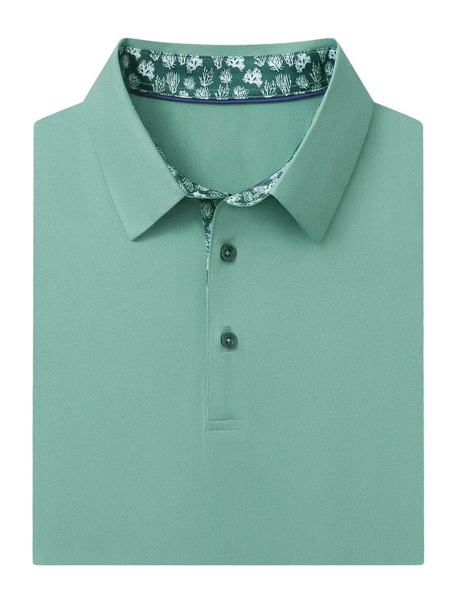 Men'S Designed Collared Solid Performance Polo