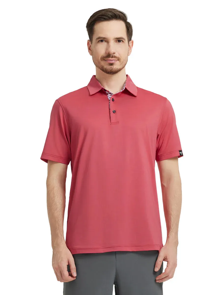 Men'S Designed Collared Solid Performance Polo