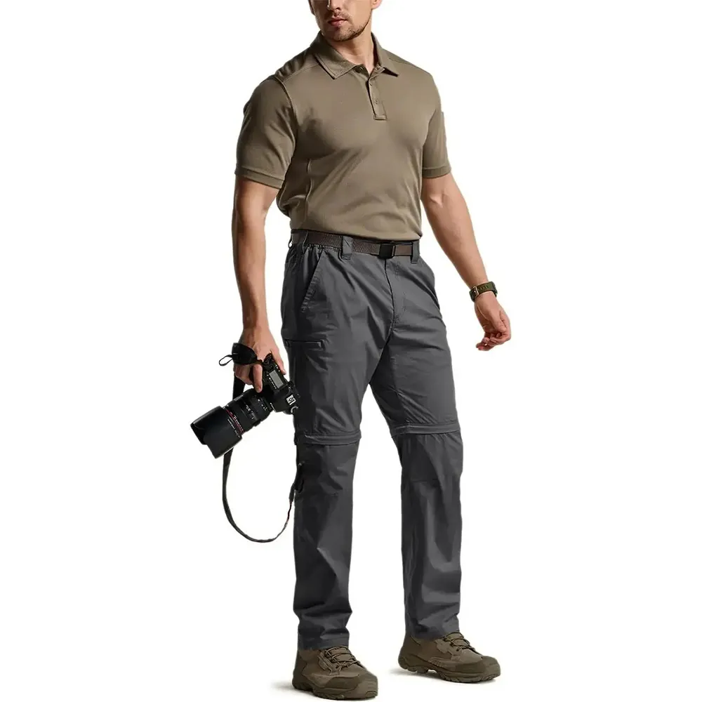 Men's Convertible Cargo Tactical Pants, Water Resistant Outdoor Hiking Pants