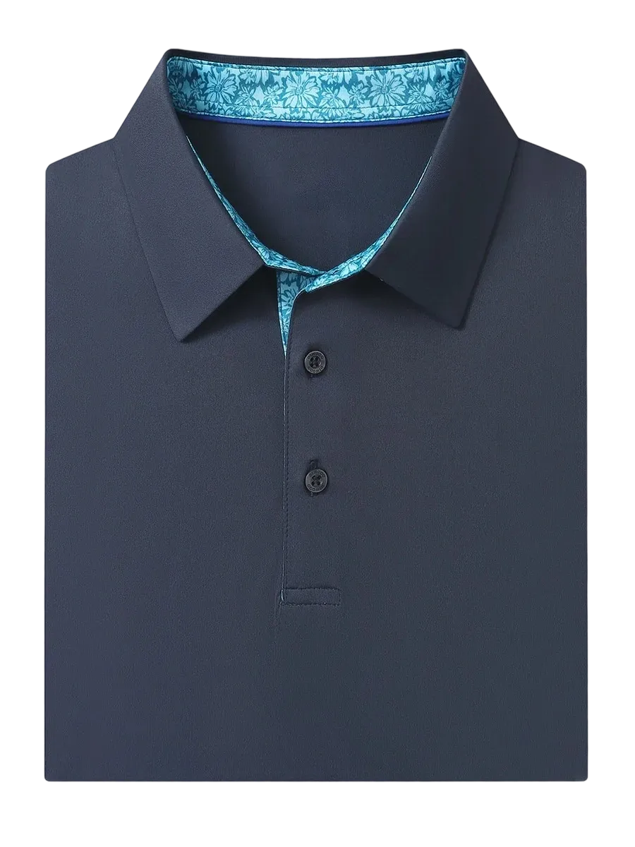 Men'S Designed Collared Solid Performance Polo