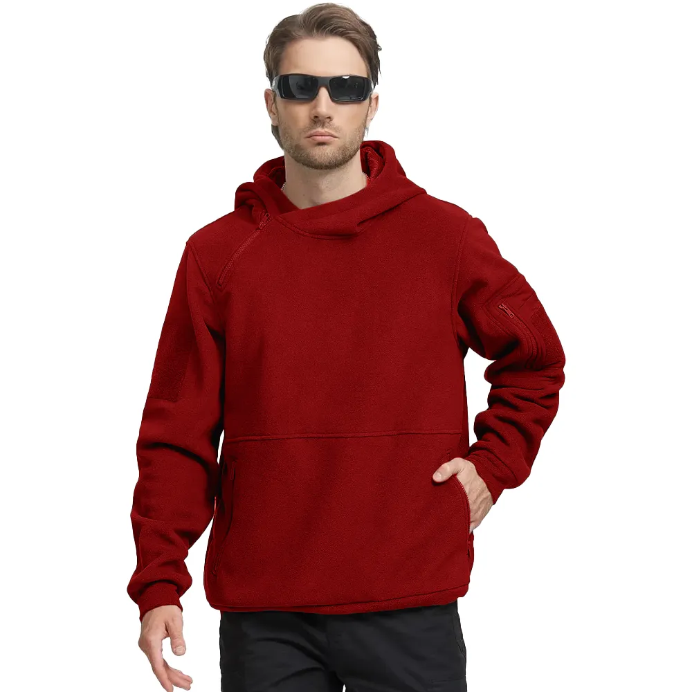 Men's Tactical Winter Fleece Pullover Hoodie Warm Long Fleece lined Hooded Sweatshirt
