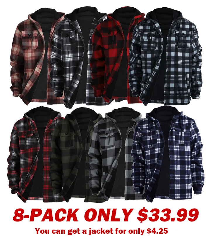 [Large Size] Plaid thick hooded jacket, casual regular fit long sleeve drawstring pocket jacket, suitable for autumn and winter, men's daily wear