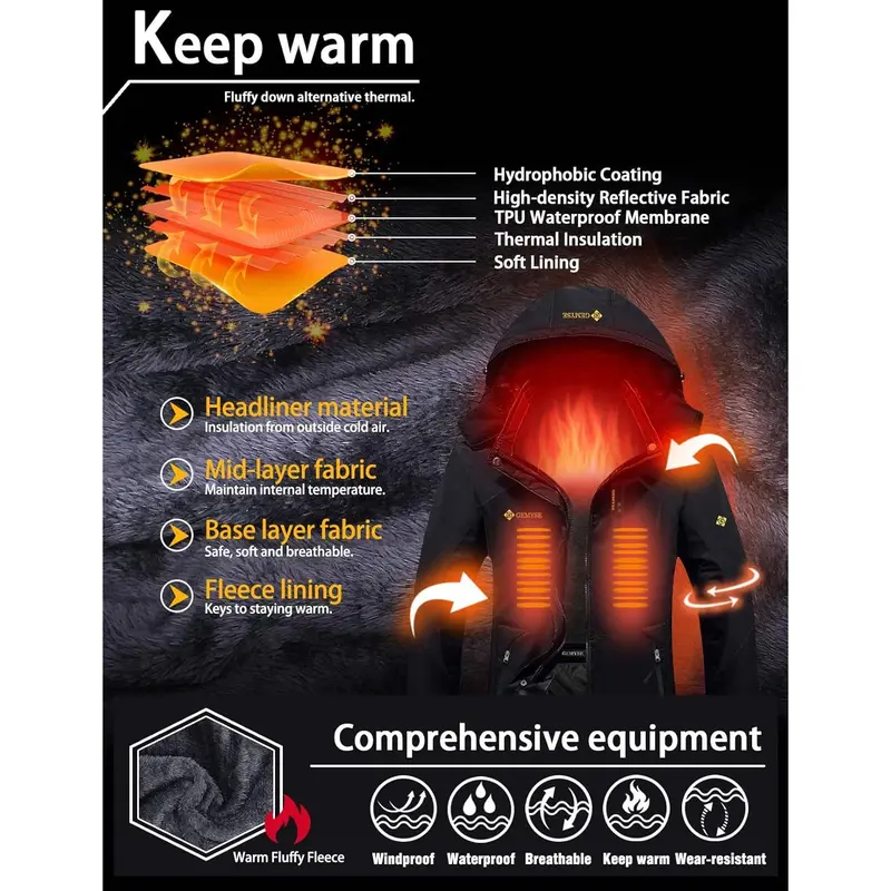 Women's Mountain Waterproof Ski Snow Jacket Rain Winter Jacket Coat Hooded Windproof Parka