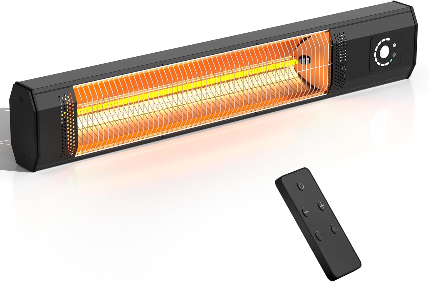 Outdoor Electric Patio Heater, Haimmy 42in Infrared Heater with Remote, 9 Heat Levels, 9H Timers, 1500W Instant Heating, Safety Lock, Tip-Over & Overheat Protection, IPX5 Waterproof Tower Space Heater