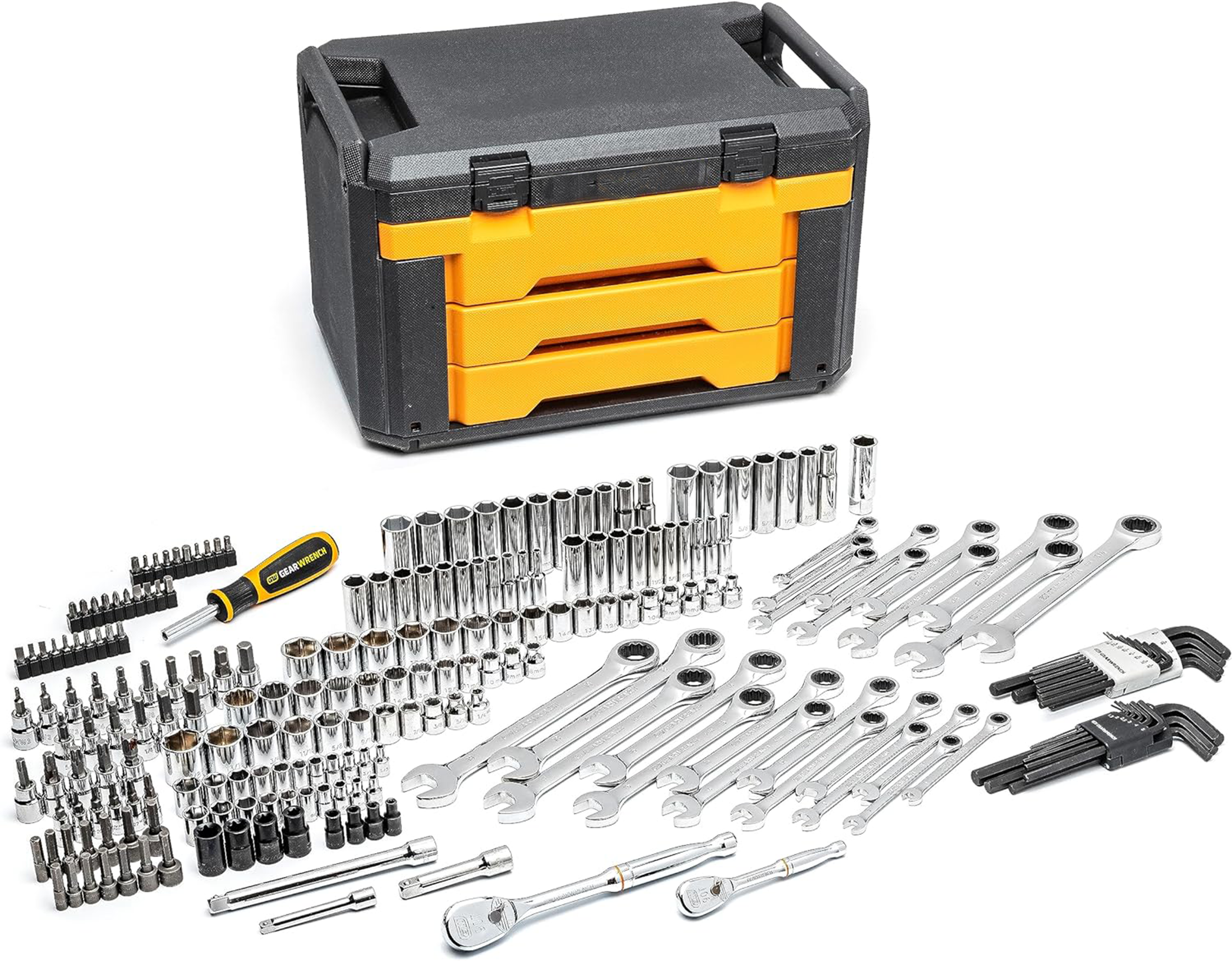 Mechanics Tool Set in 3 Drawer Storage Box, 232 Piece