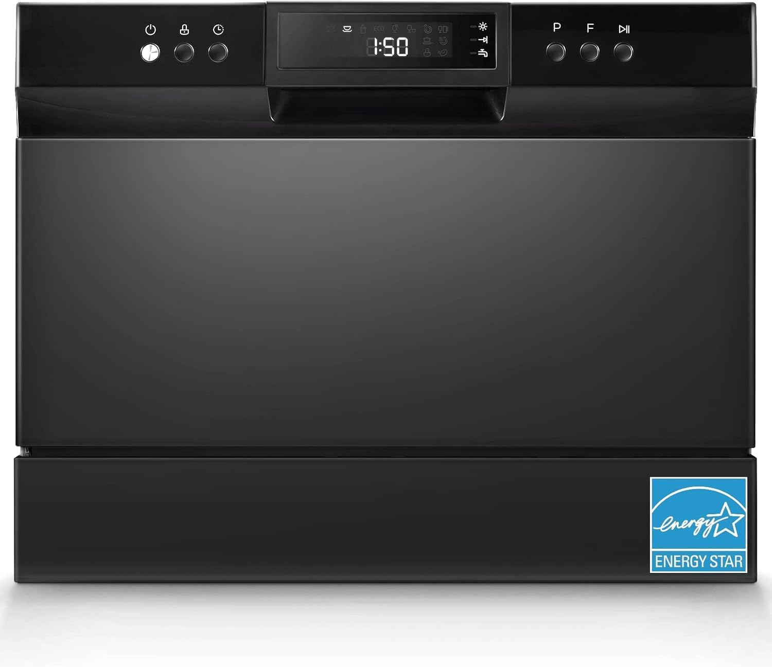 Countertop Dishwasher, Energy Star Portable Dishwasher, 6 Place Settings & 8 Washing Programs, Speed, Baby-Care, ECO& Glass, Dish Washer for Dorm, RV& Apartment, Black