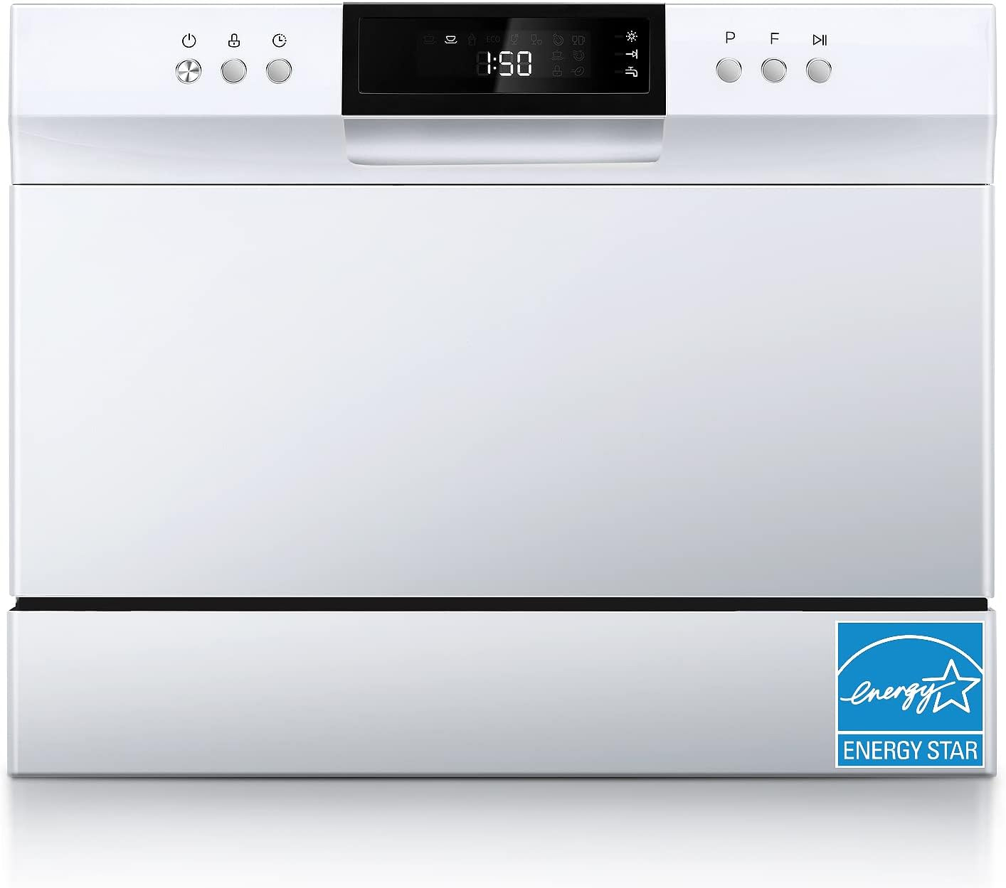 Countertop Dishwasher, Energy Star Portable Dishwasher, 6 Place Settings & 8 Washing Programs, Speed, Baby-Care, ECO& Glass, Dish Washer for Dorm, RV& Apartment, Black