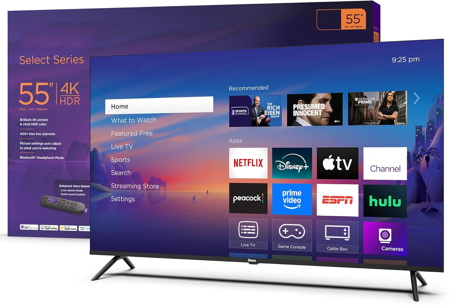 Smart TV 2025 – 50-Inch Select Series, 4K HDR TV –TV with Enhanced Voice Remote – Flat Screen LED Television with Wi-Fi for Streaming Live Local News, Sports, Family Entertainment