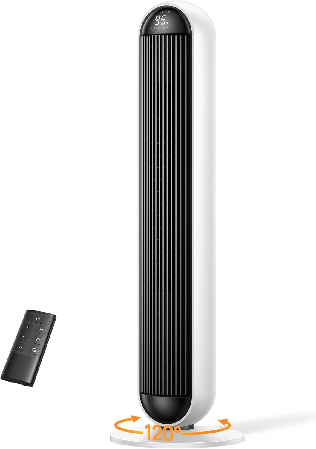 Tower Fan and Heater Combo 1500W, 42 Inch Space Heaters for Indoor Use, 17 Levels, 6 Modes, 120° Oscillation, 12H Timer, 25dB Quiet, with Remote, Heater for Office, Large Room, Silver