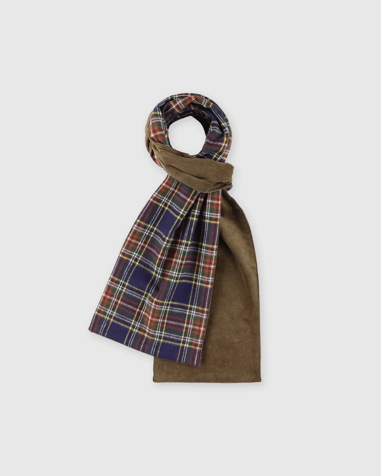 Cord and Woven Scarf - Navy Mix