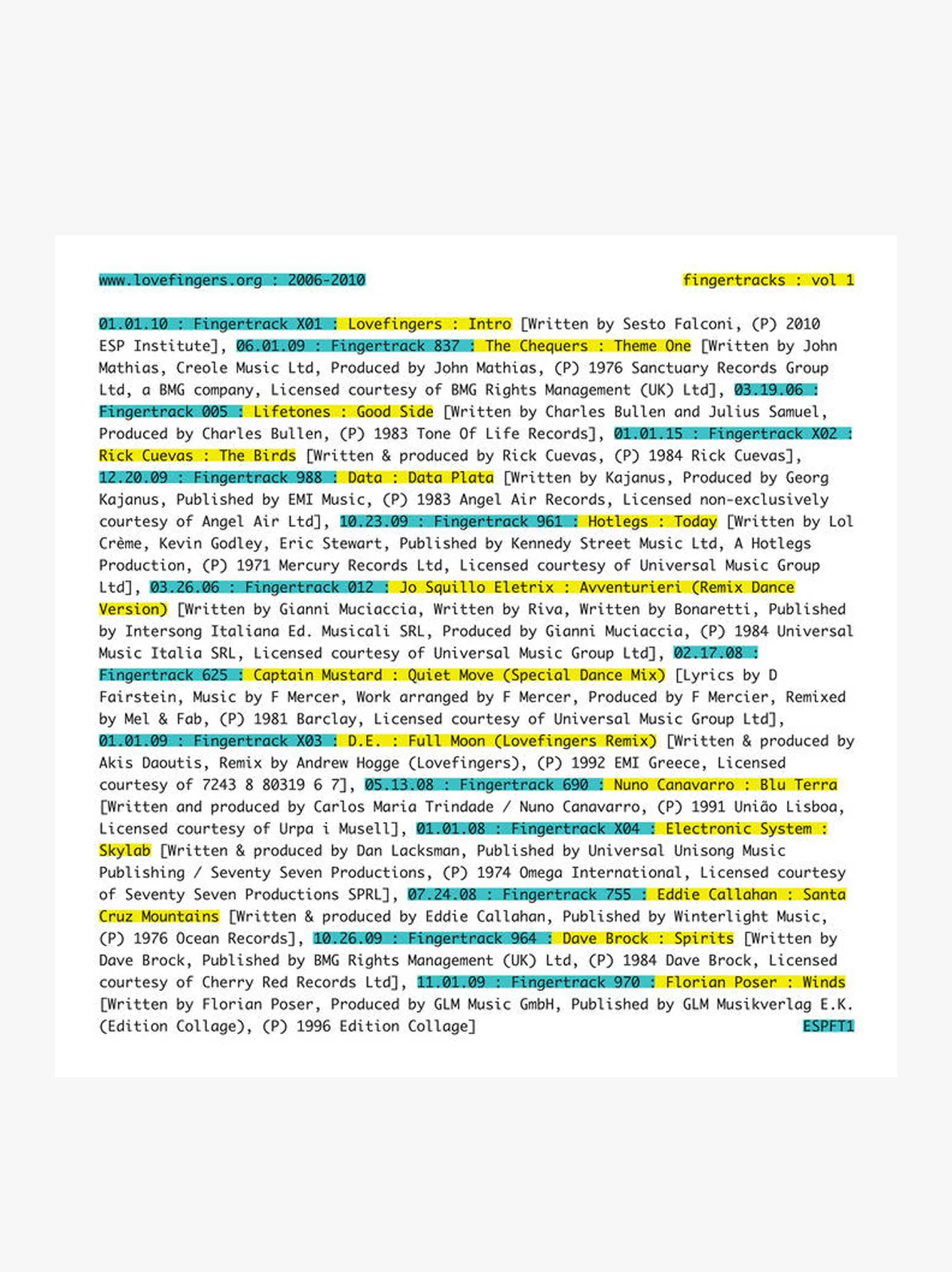 Lovefingers Presents: Fingertracks: Vol. 1 LP