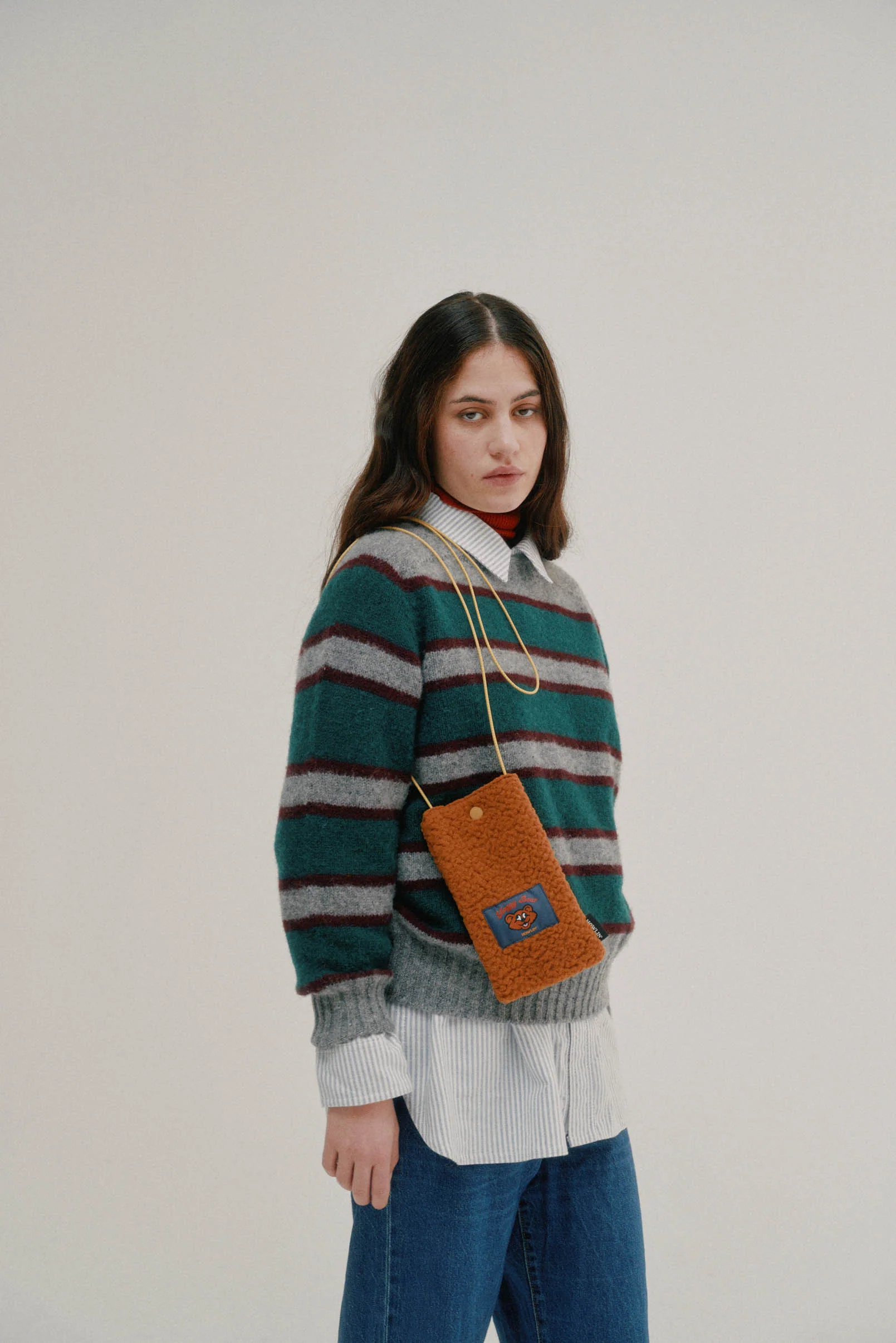 Shaggy Bear Pouch - Recycled Shearling Cognac