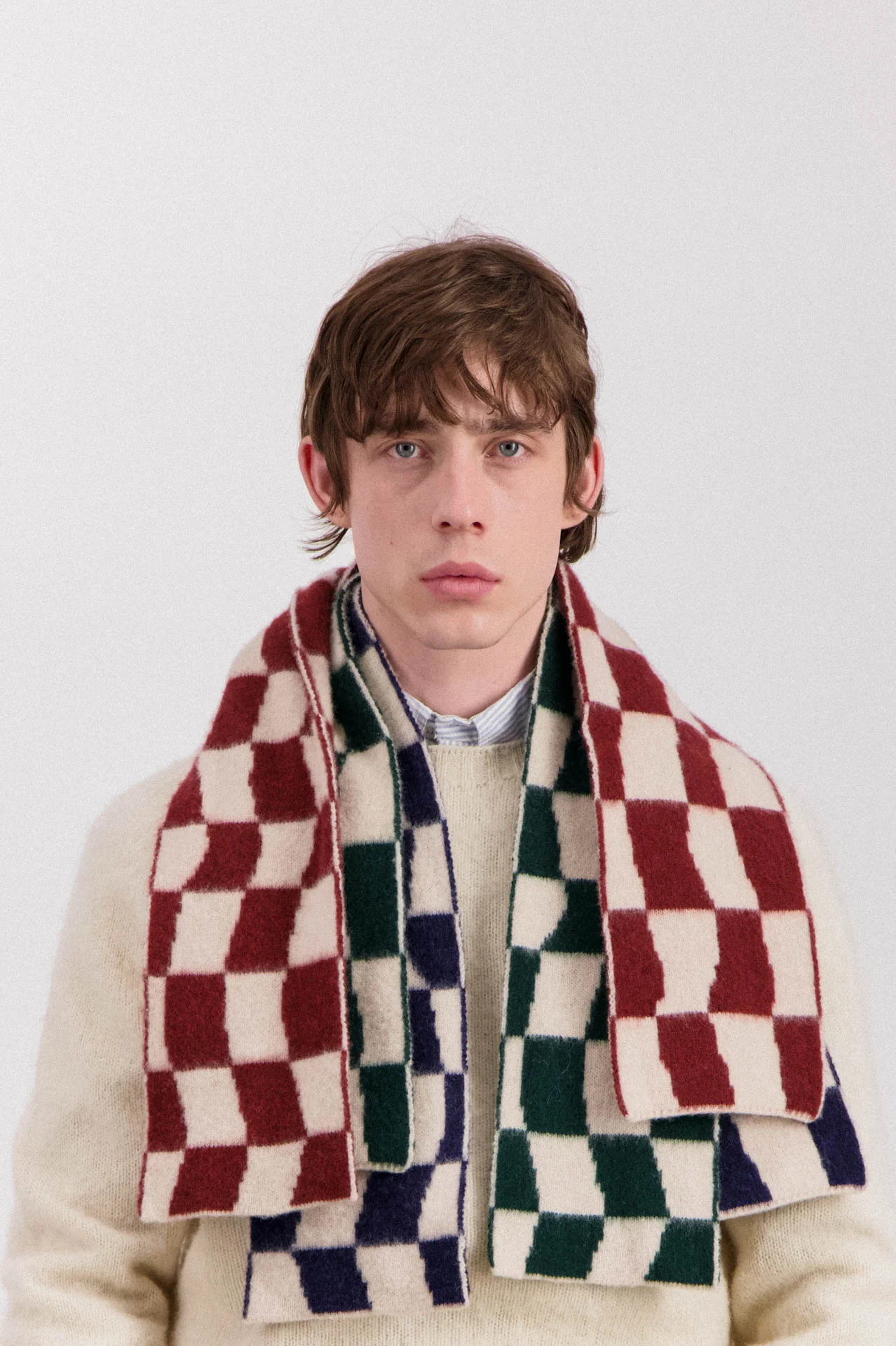 Mini Checkerboard Scarf - Navy