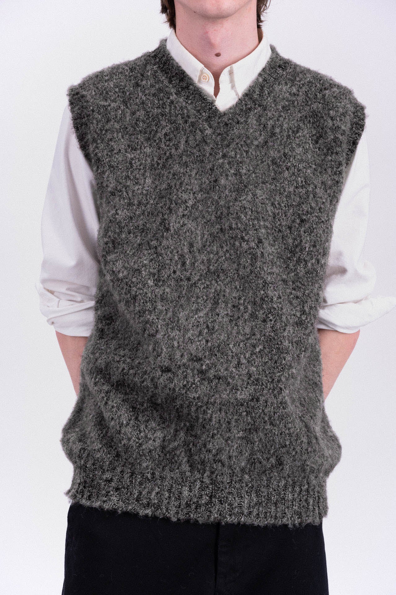 Shaggy Bear Slipover - Black Melange