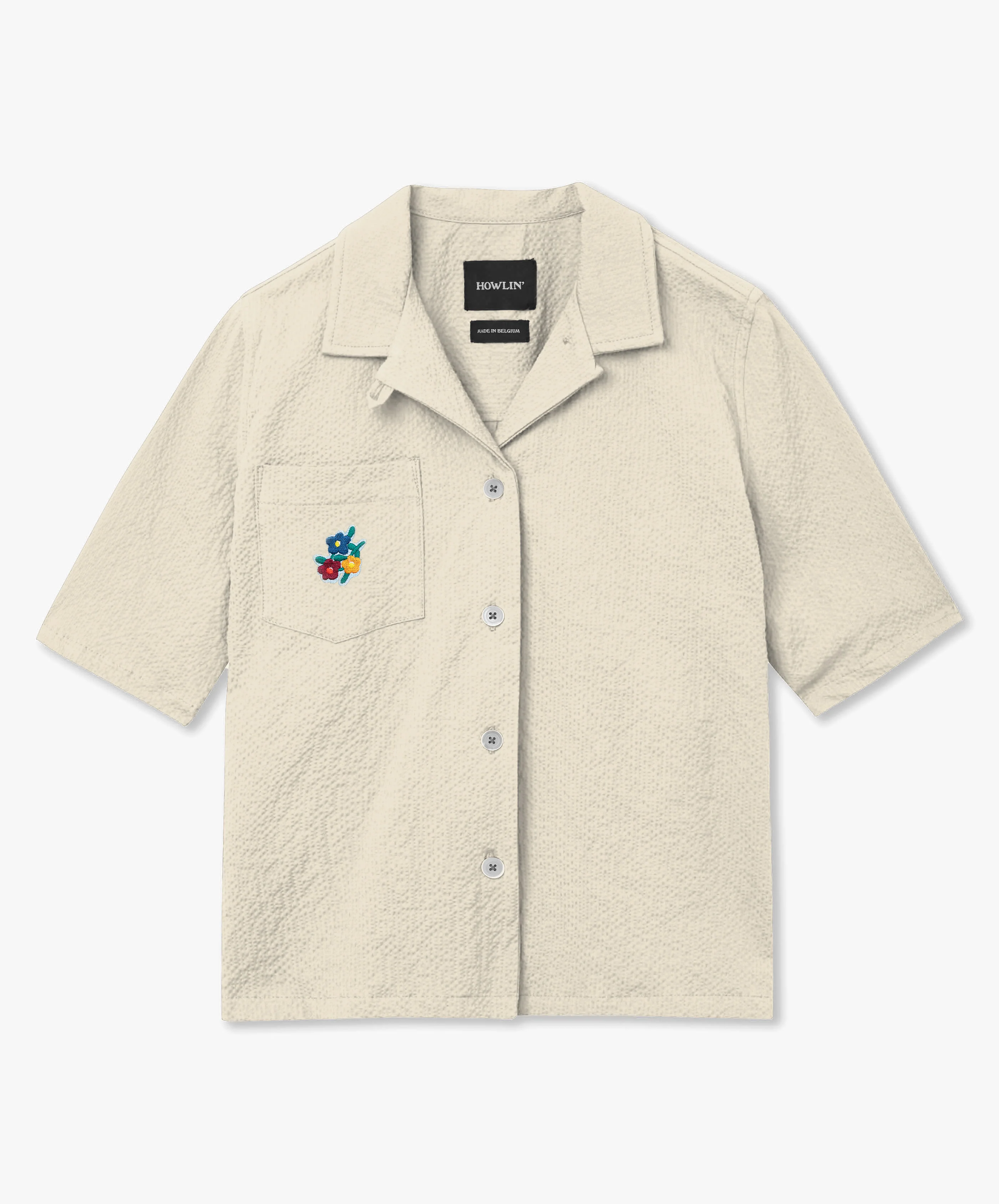 Cocktails For The Girls Shirt - Flowers - Ecru Seersucker (Women)