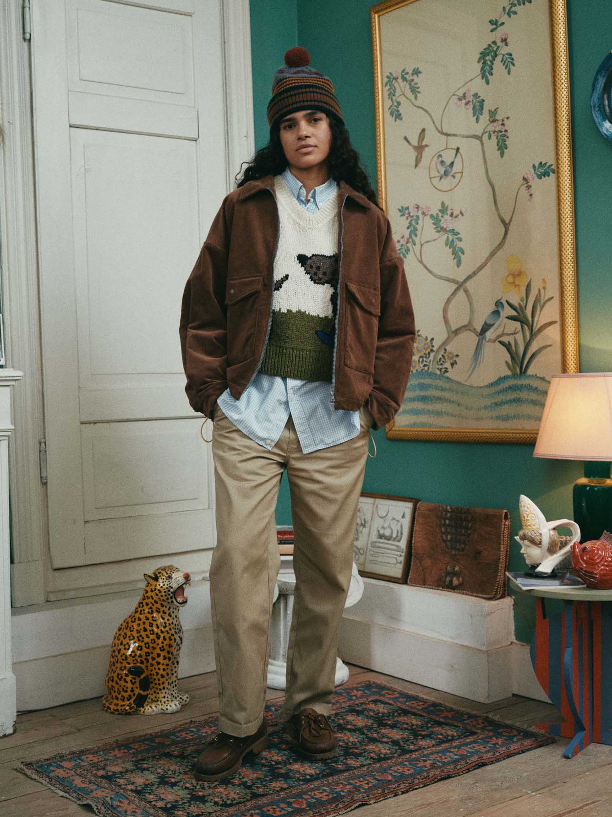 Boxy Swing Jacket For Women - Corduroy - Brown (Women)