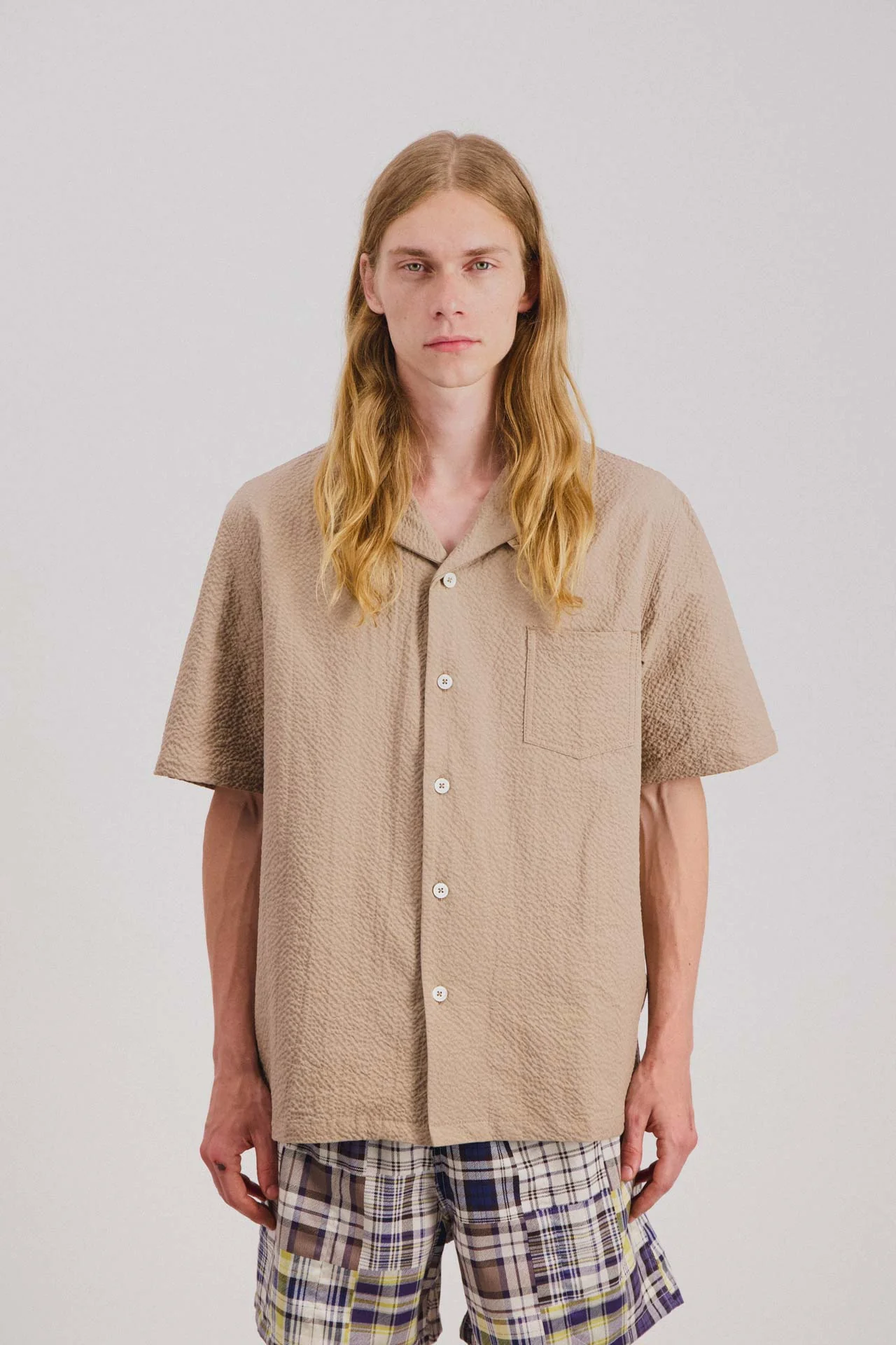 Cocktail Shirt - Seersucker - Biscuit