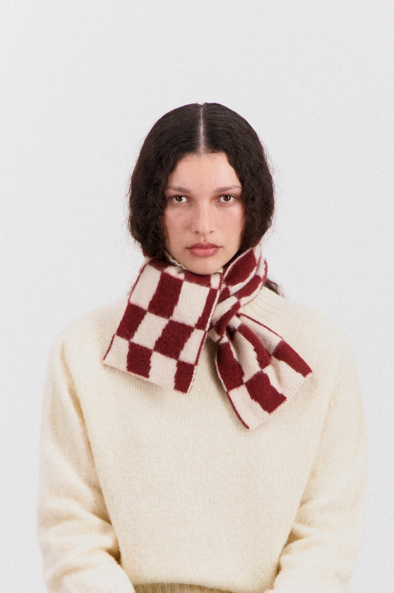 Mini Checkerboard Scarf - Rust