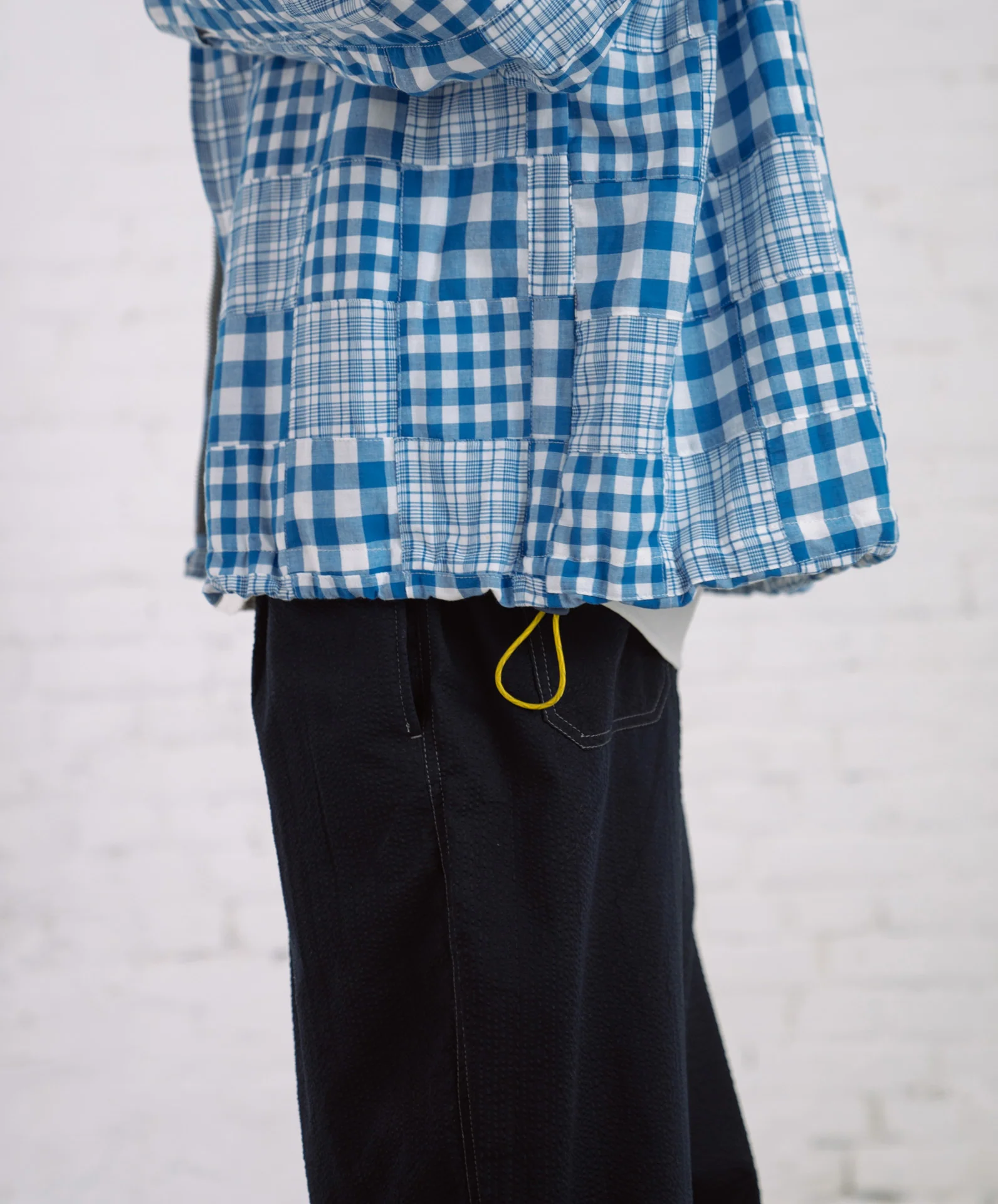 Boxy Swing Jacket - Blue Madras Patchwork