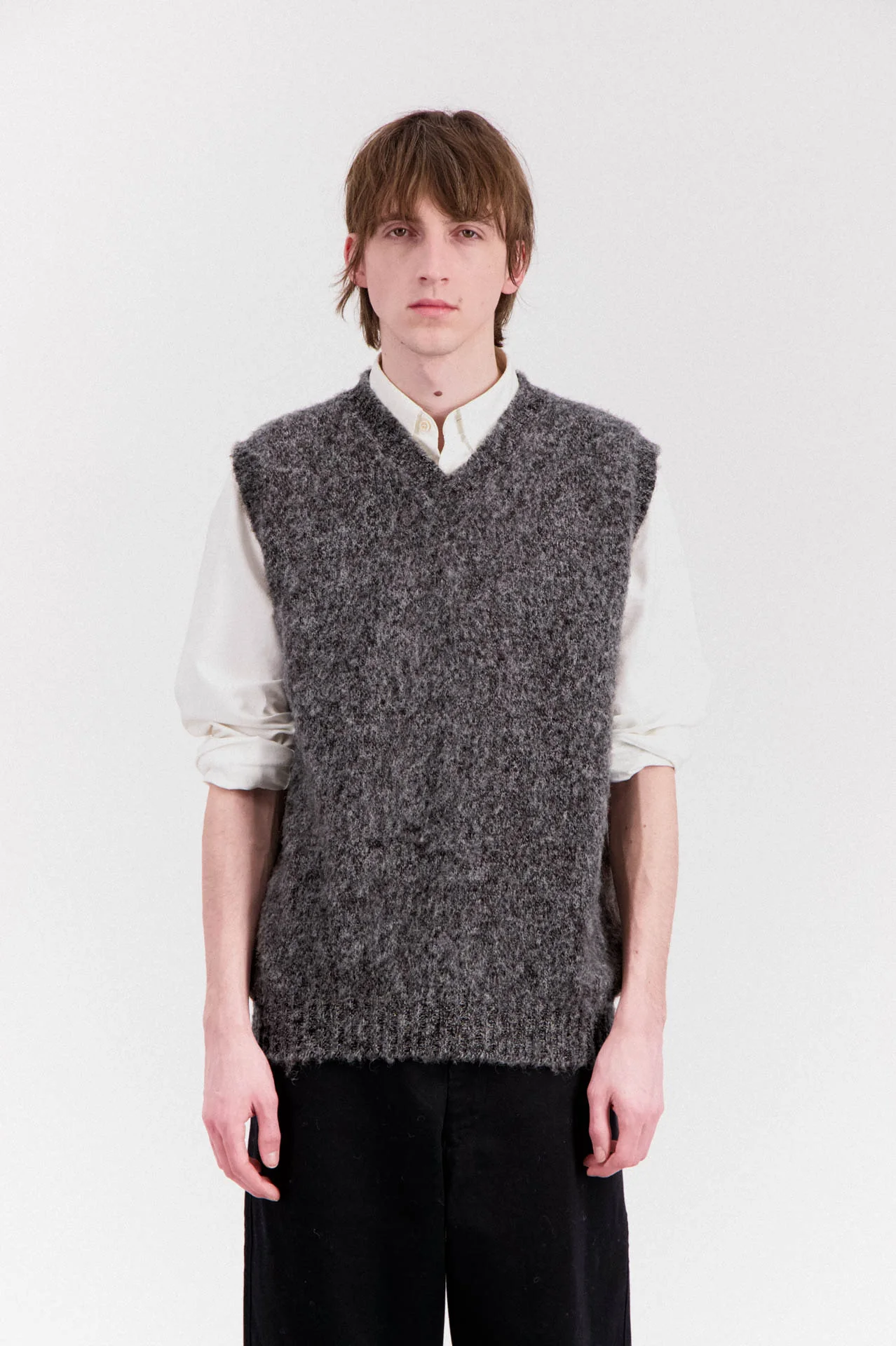 Shaggy Bear Slipover - Black Melange