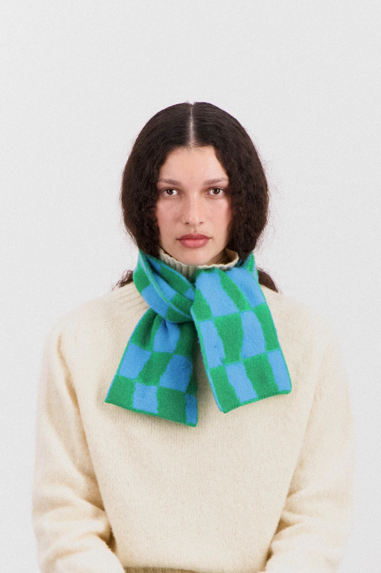 Mini Checkerboard Scarf - Green Delight