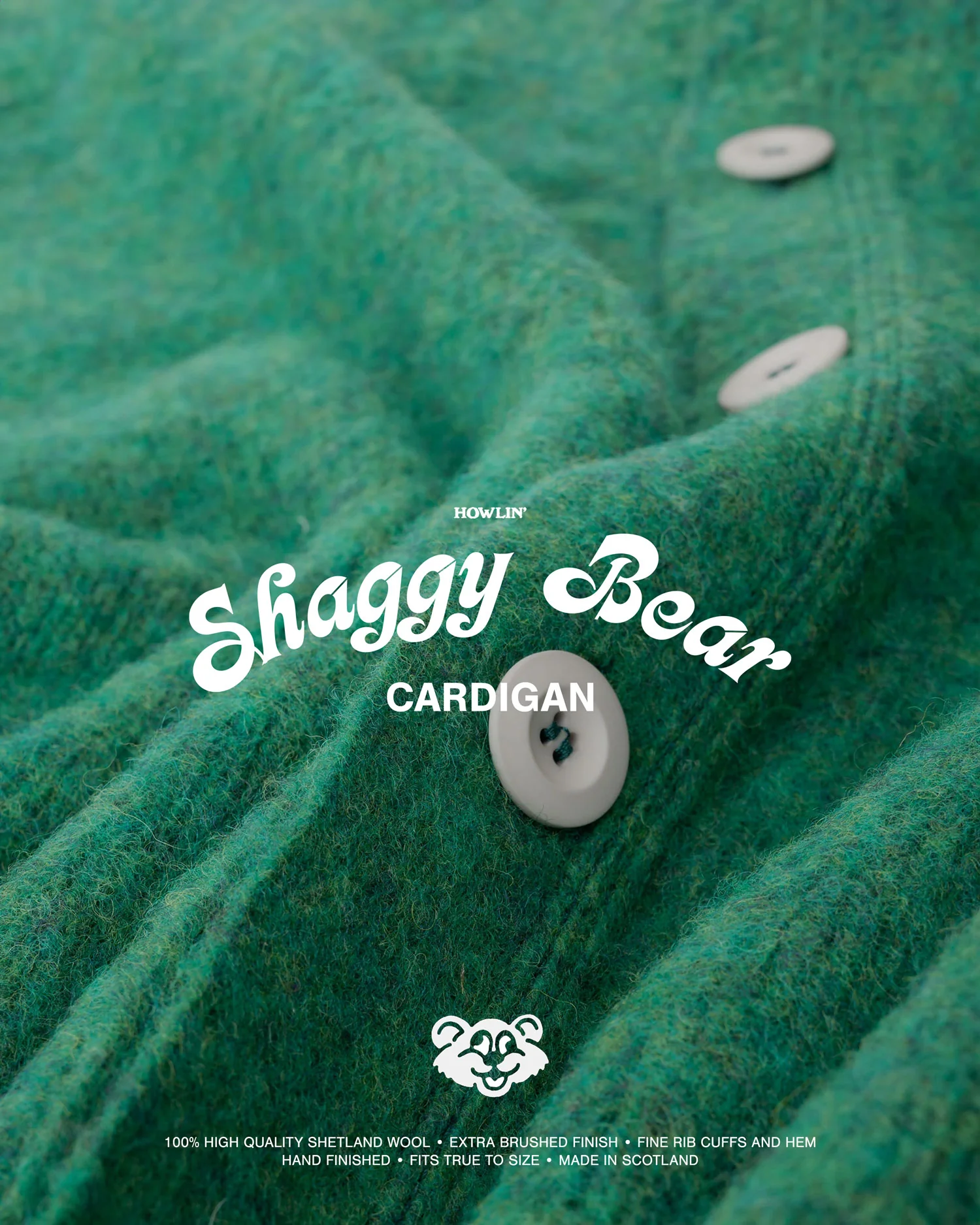 Shaggy Bear Cardigan - Greendream
