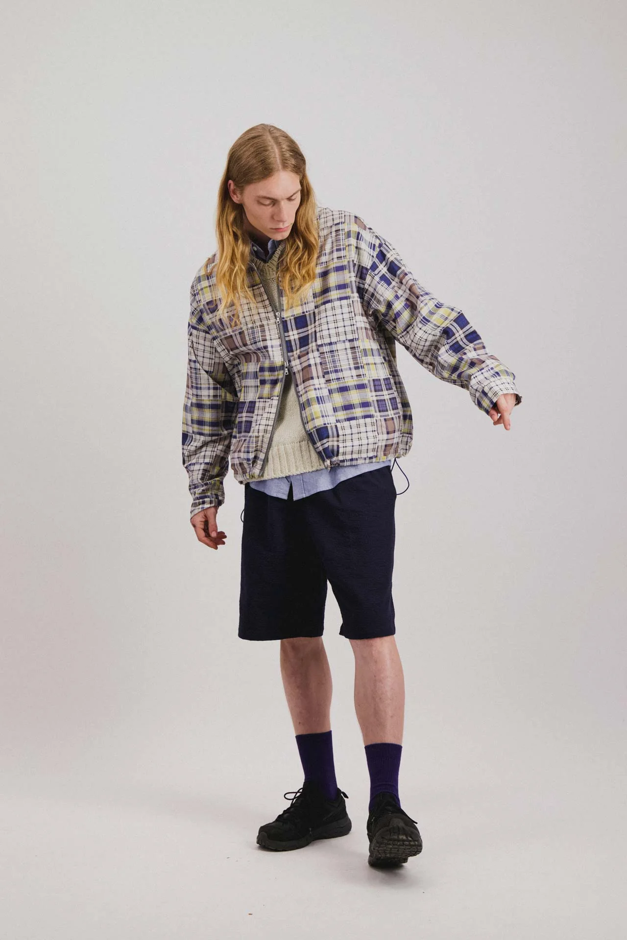 Boxy Swing Jacket - Fantasy - Blue Madras Mix