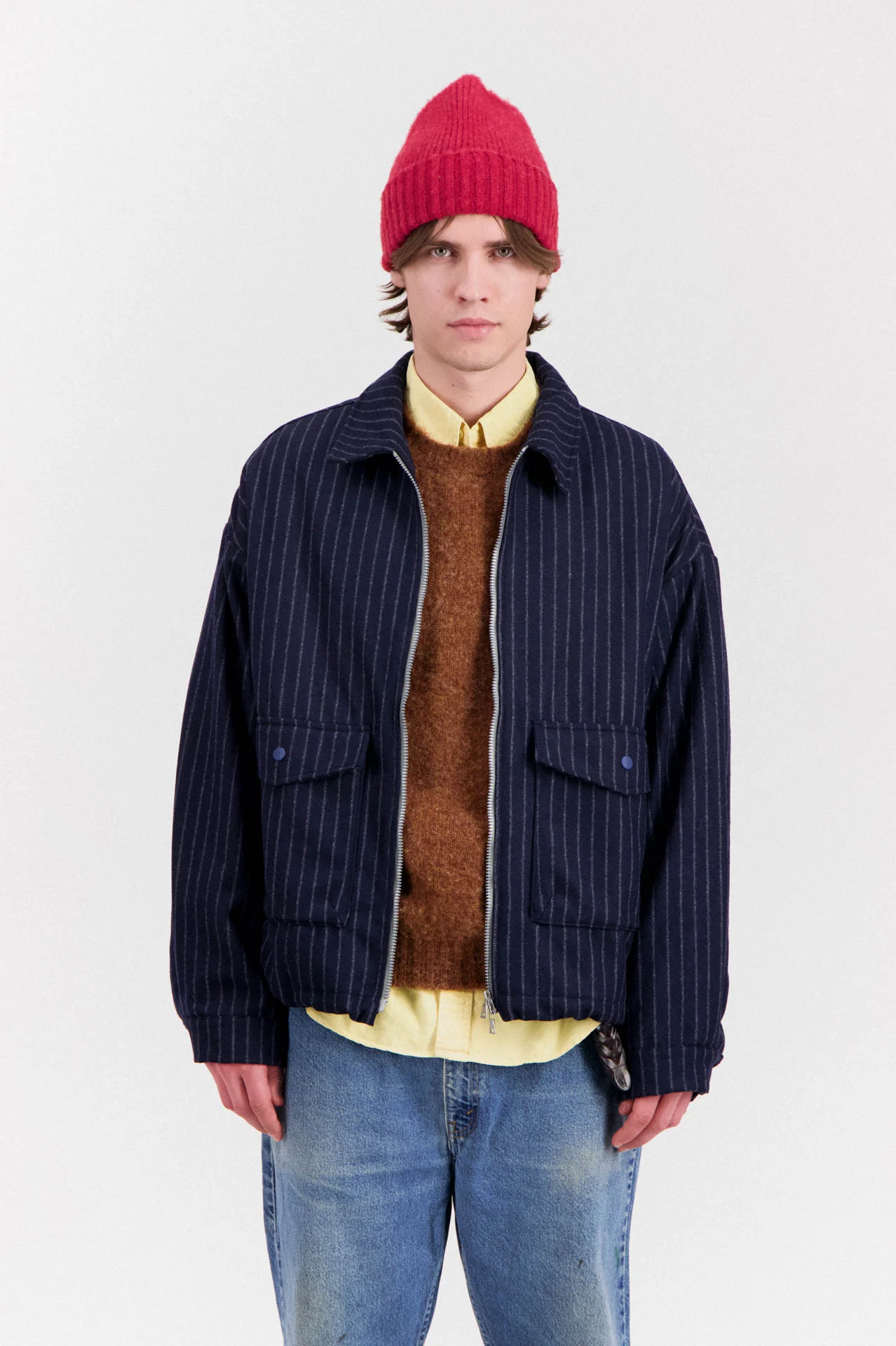 Boxy Swing Jacket - Wool - Striped