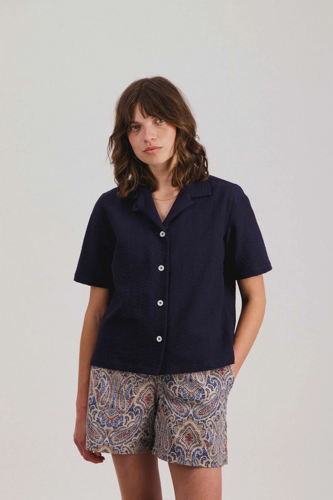 Cocktails for the Girls shirt - Seersucker - Navy (Women)