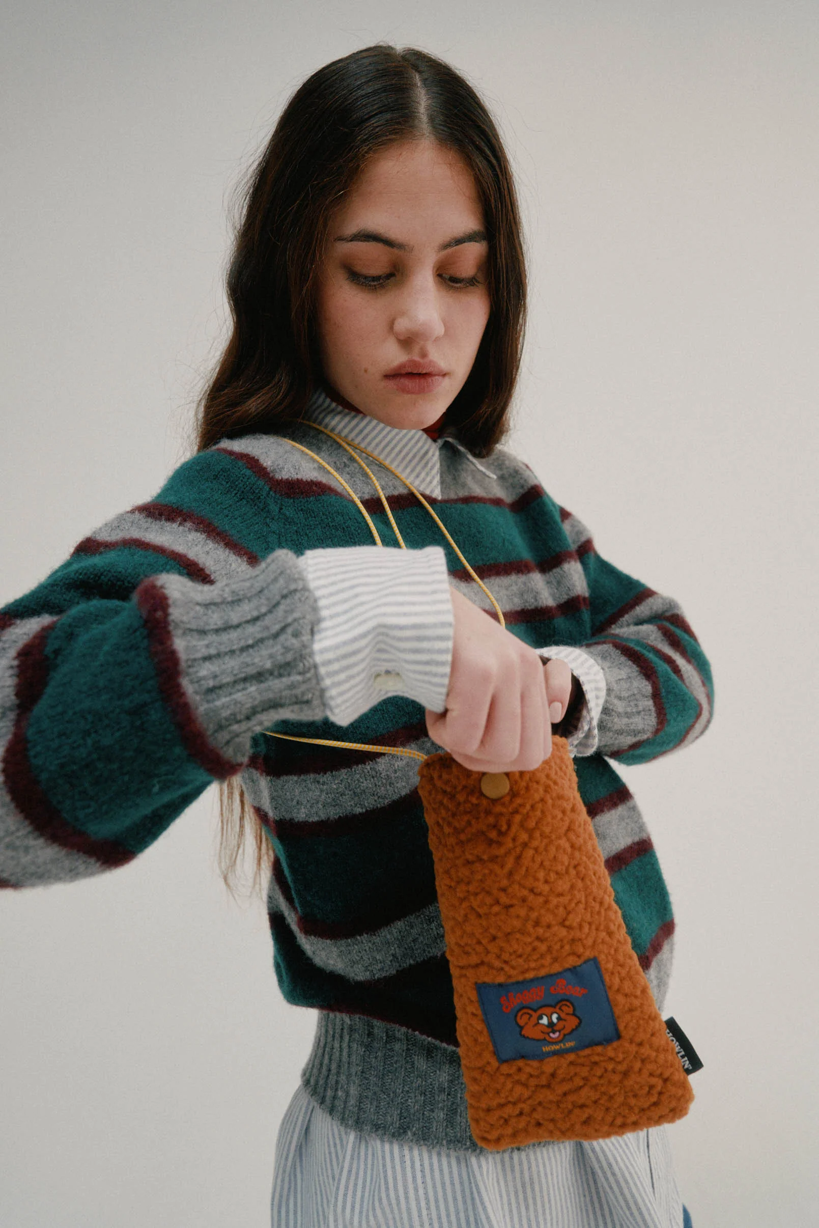 Shaggy Bear Pouch - Recycled Shearling Cognac