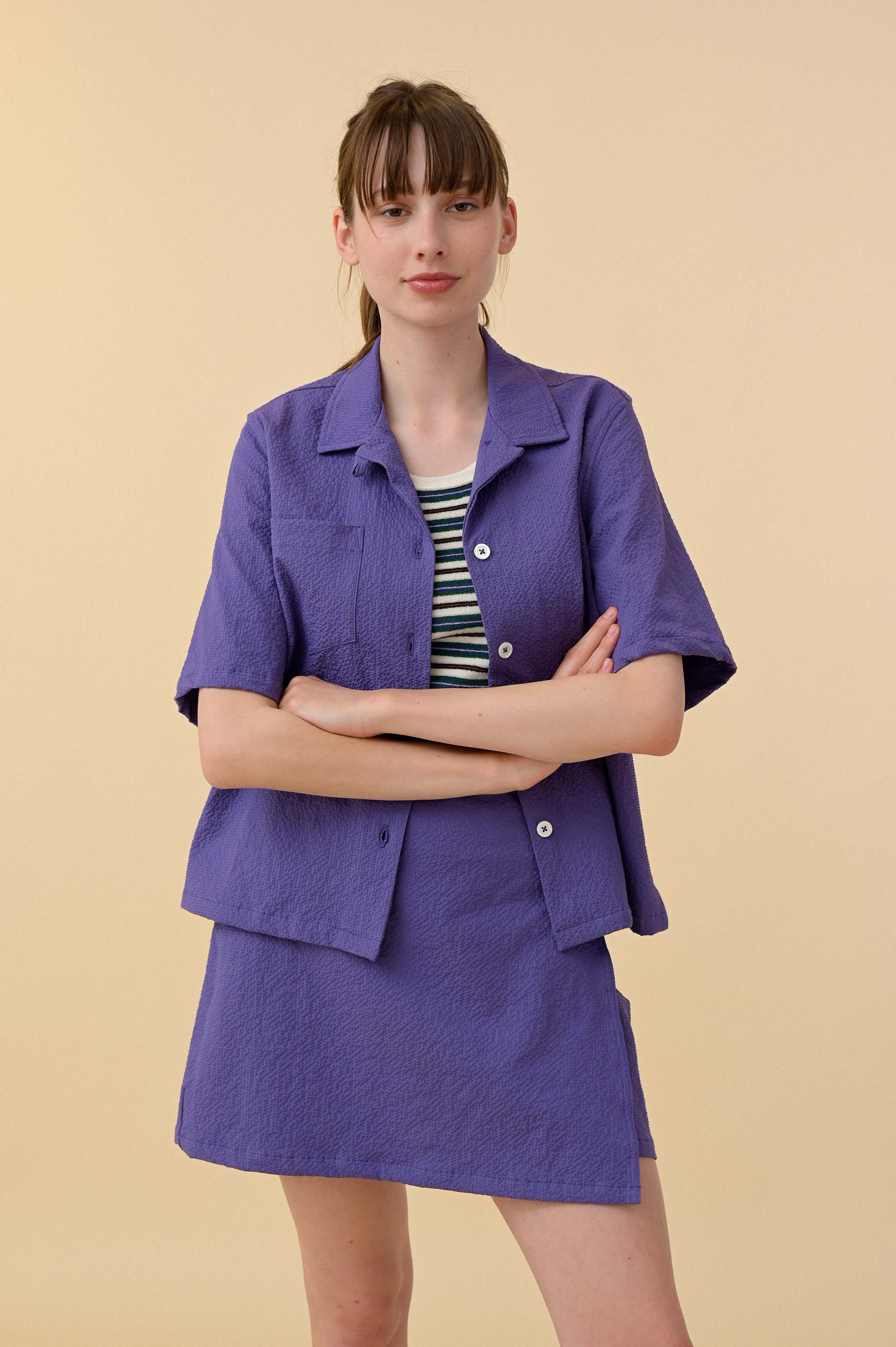 Cocktails For The Girls Please Shirt - Purple Seersucker (Women)