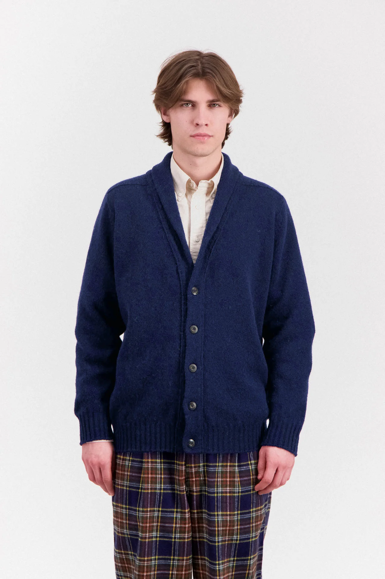 Shaggy Bear - Shawl Cardigan - Deep Blue