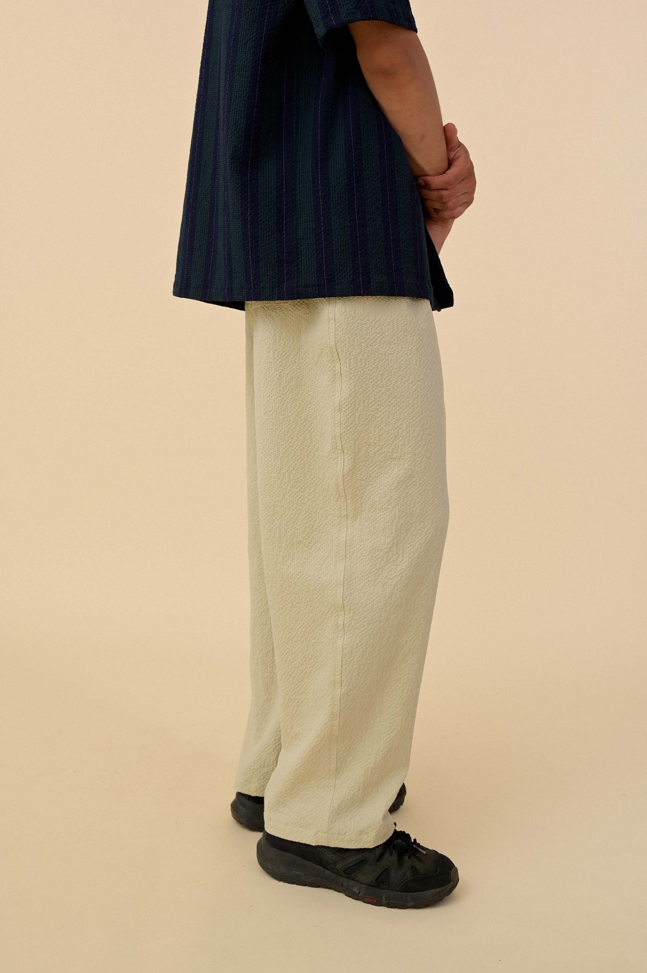 Cosmic Pants - Ecru Seersucker