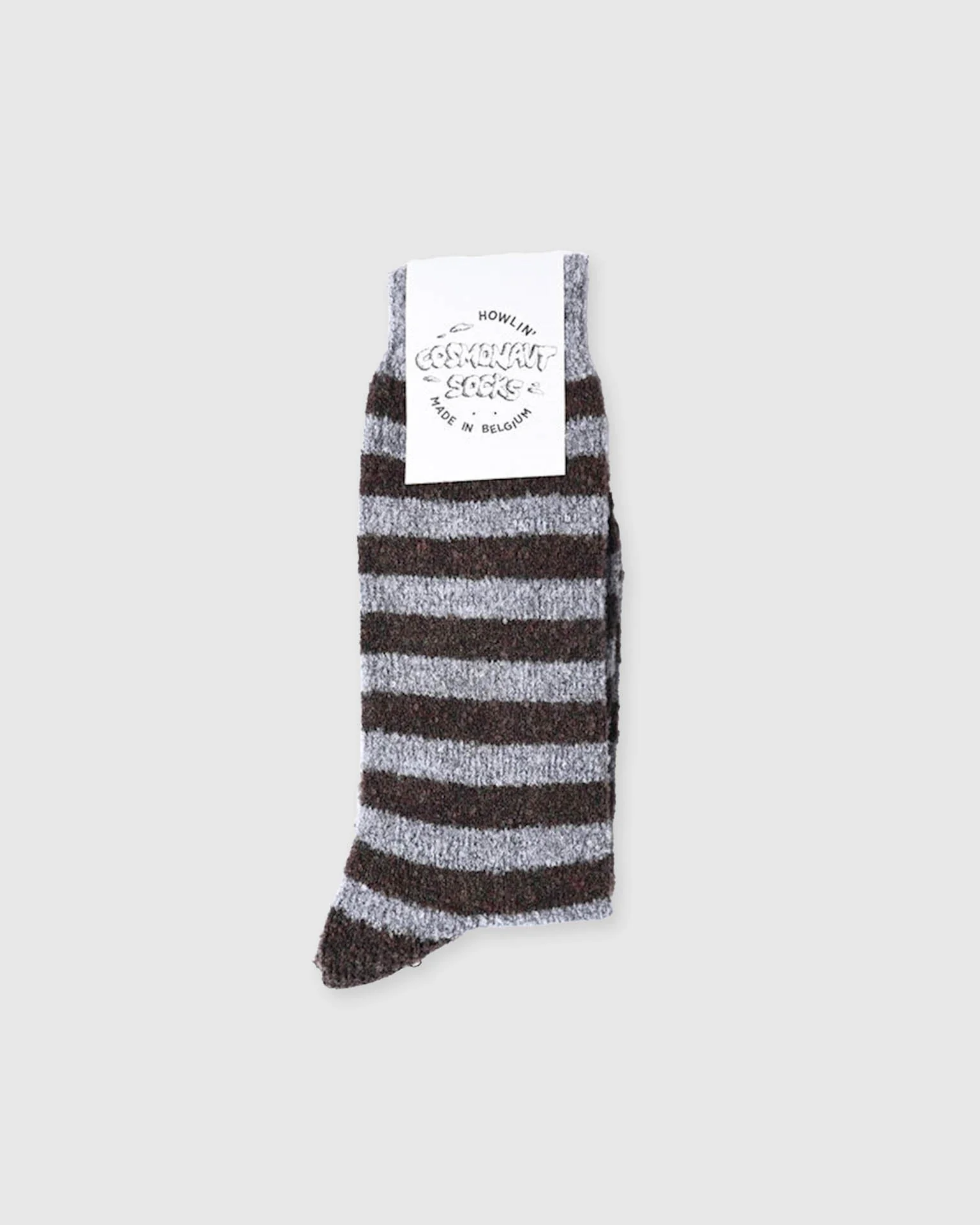 Cosmonaut Socks - Light Grey / Brown