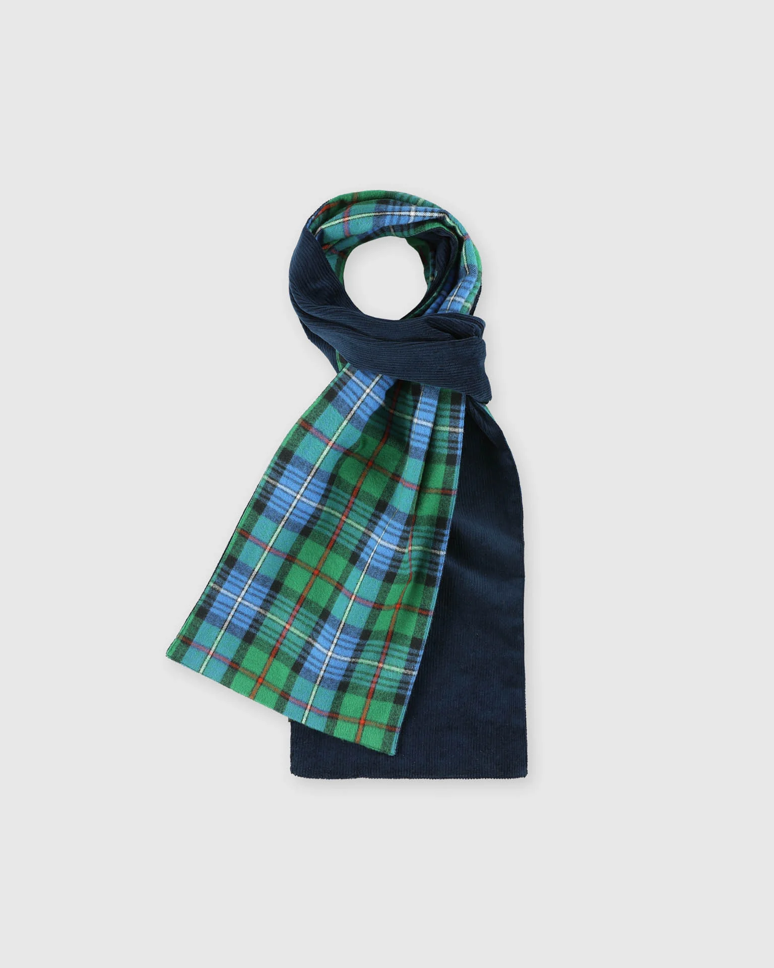 Cord and Woven Scarf - Blue Mix