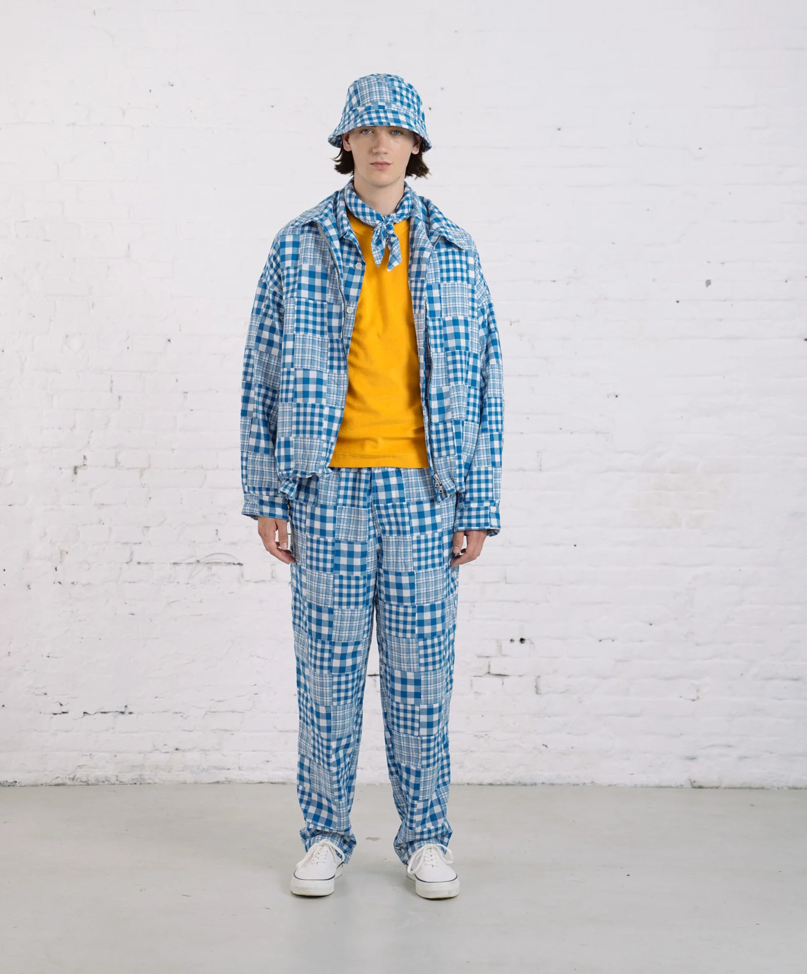 Boxy Swing Jacket - Blue Madras Patchwork