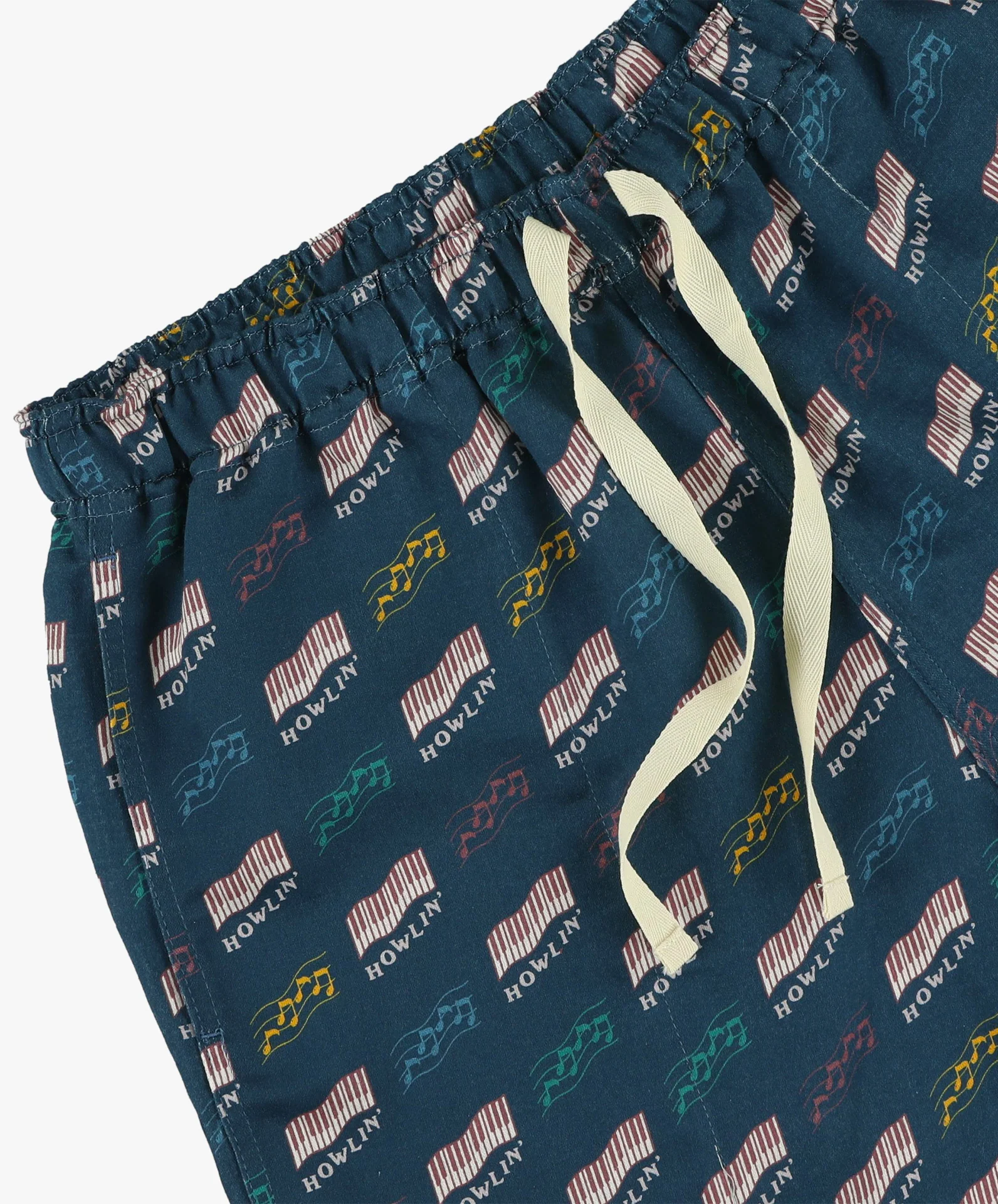 Smiling Shorts - Azzuro Howlin' Piano Hemp Print