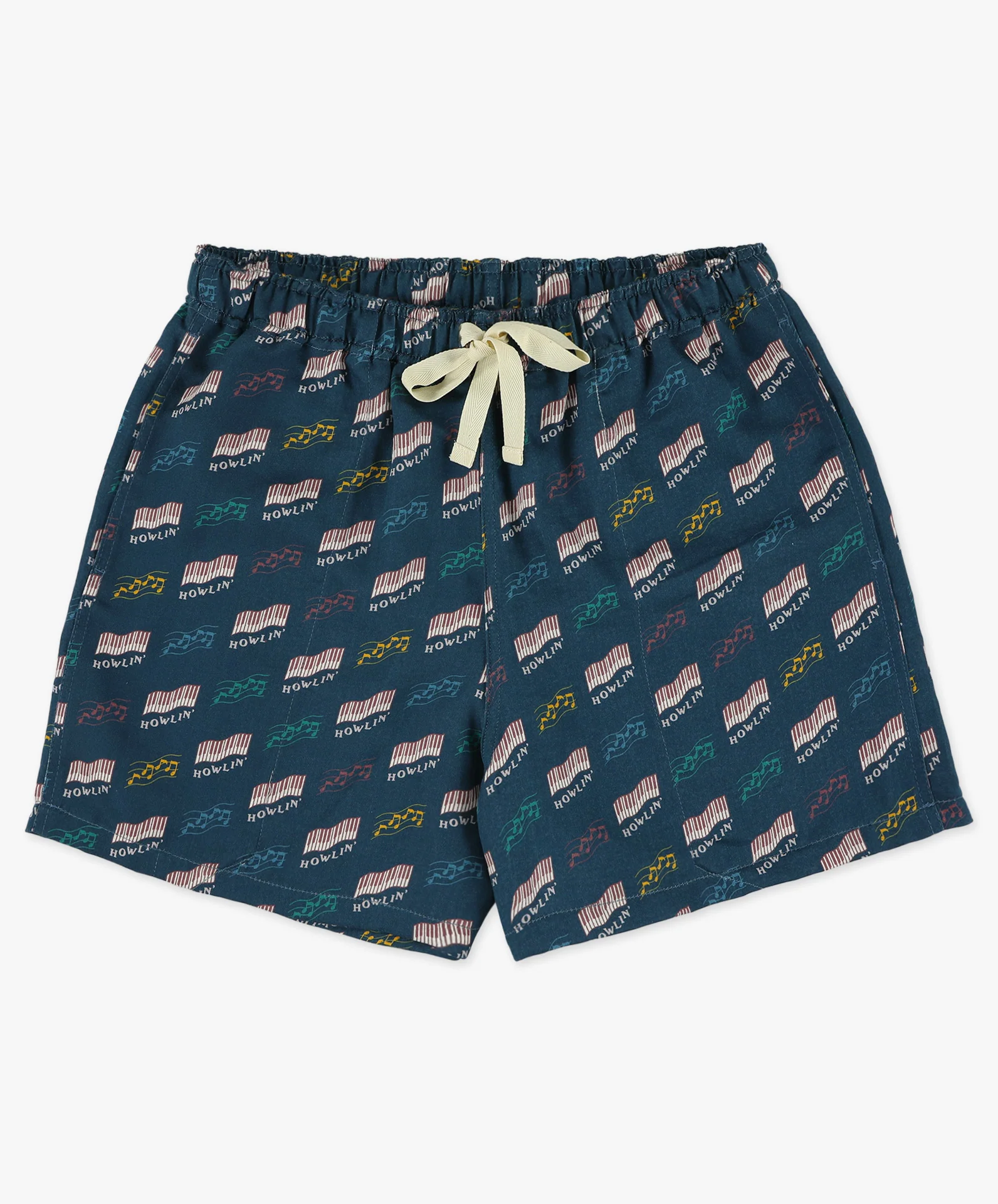 Smiling Shorts - Azzuro Howlin' Piano Hemp Print