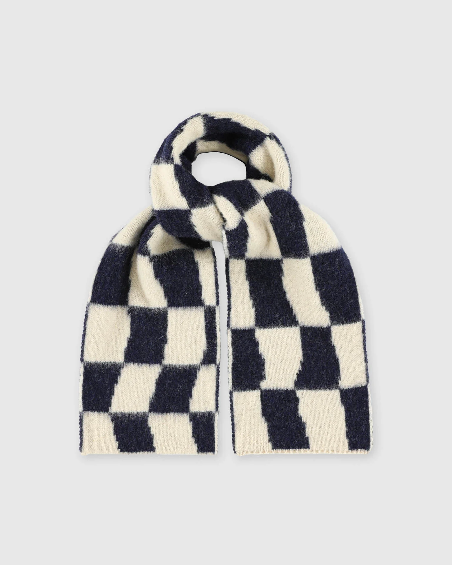 Mini Checkerboard Scarf - Navy