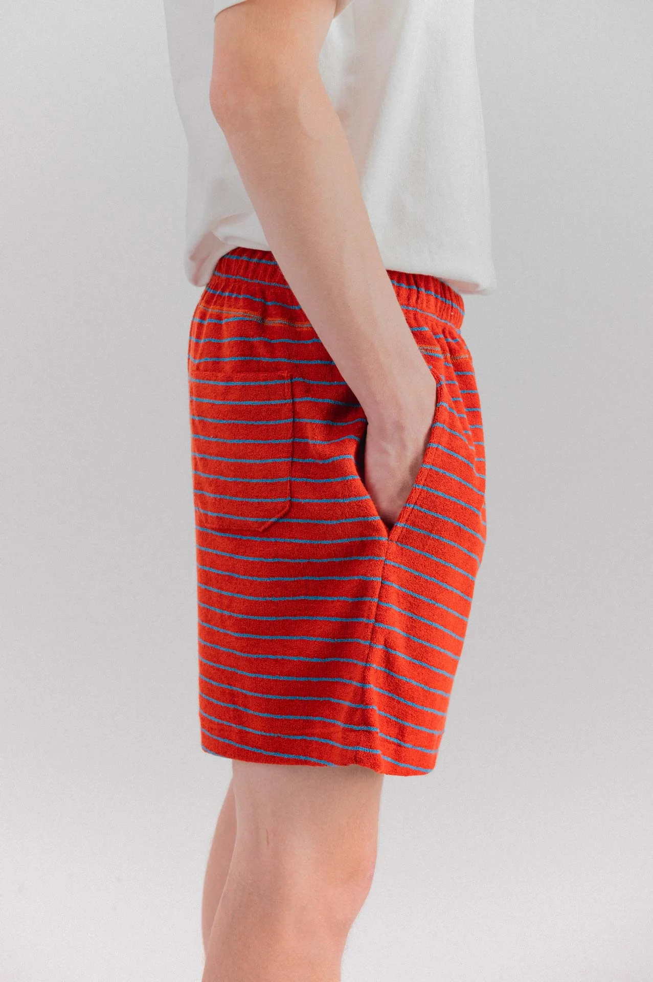 Towel Shorts - Striped - Hyper Red