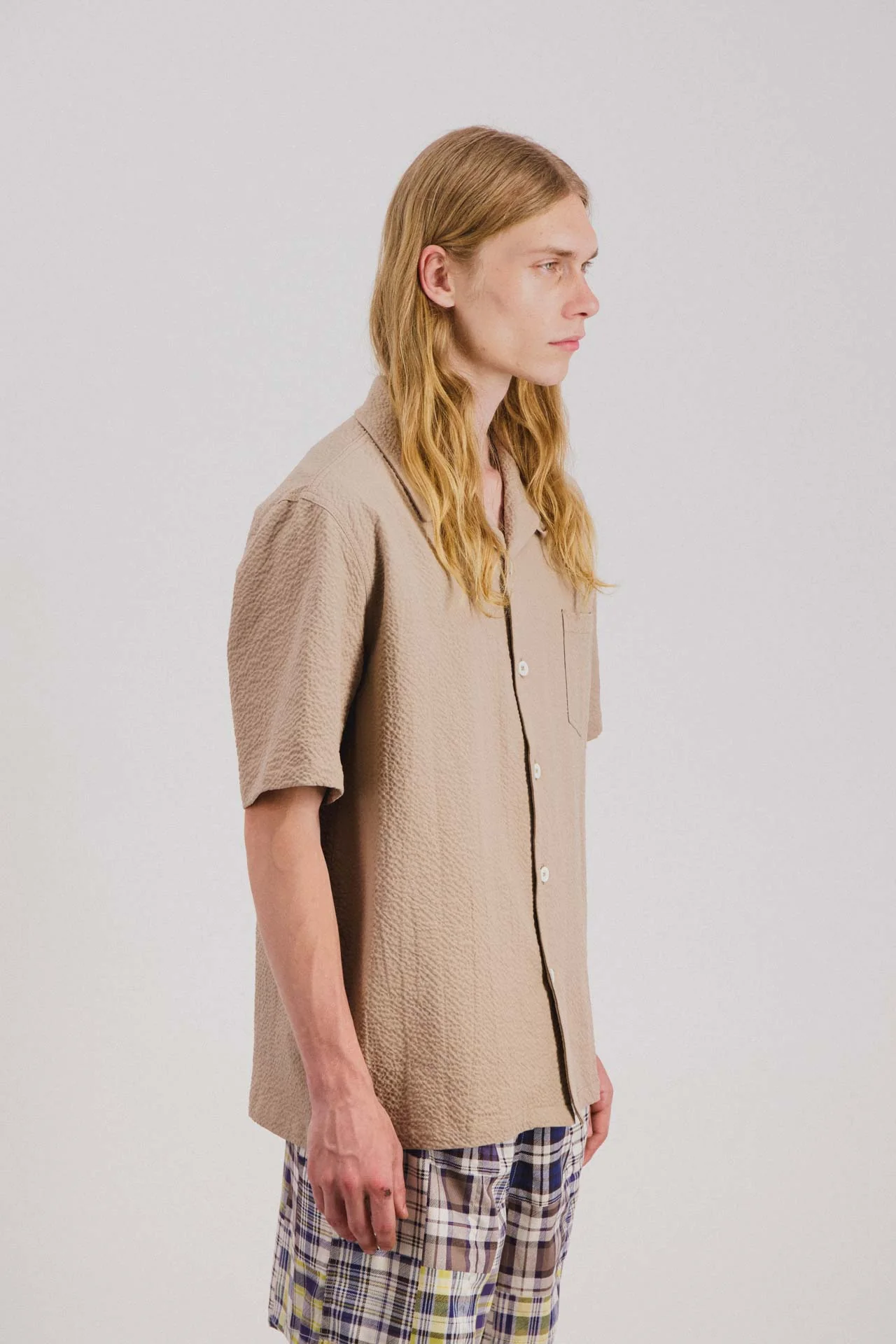 Cocktail Shirt - Seersucker - Biscuit