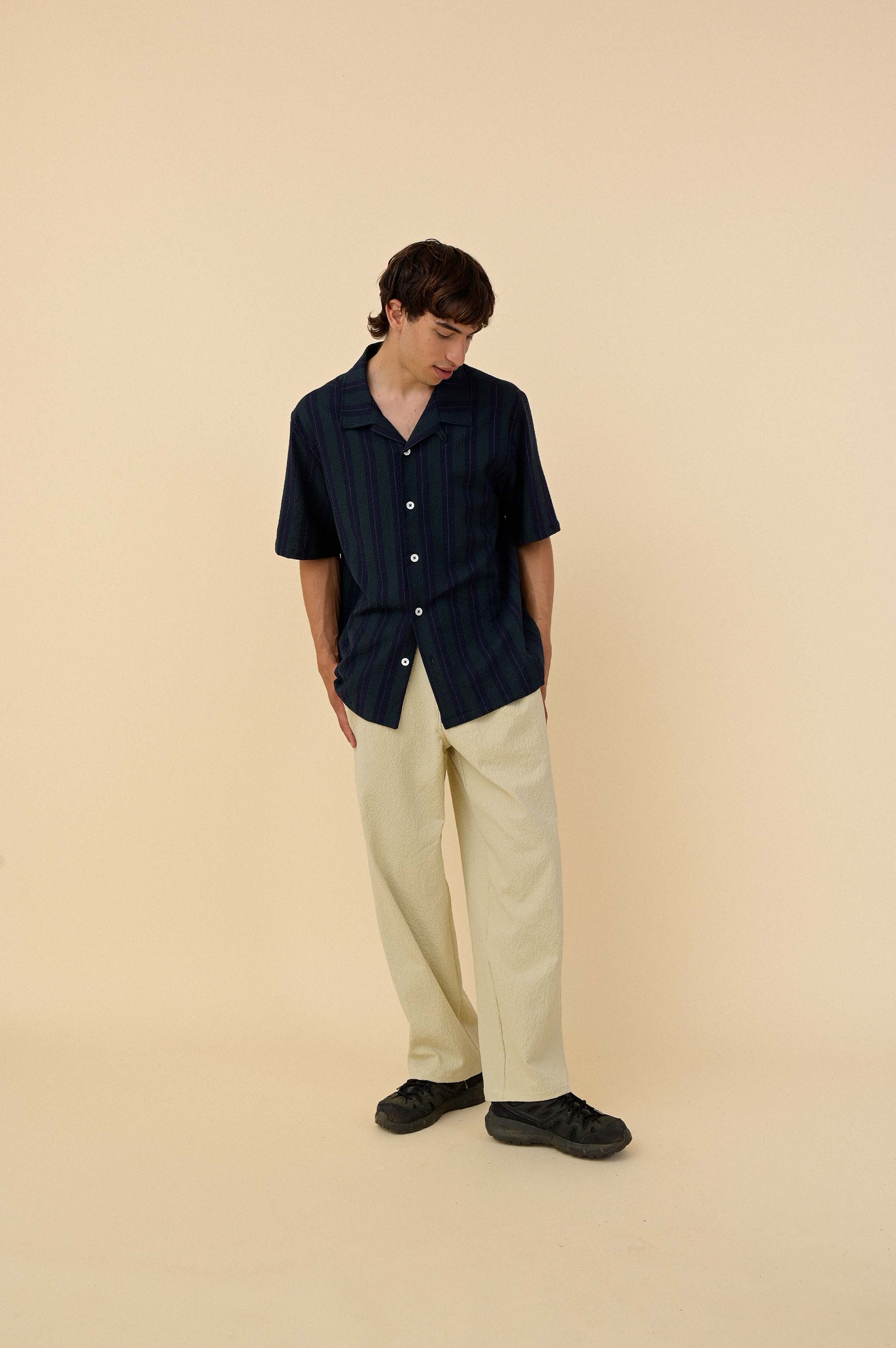 Cosmic Pants - Ecru Seersucker