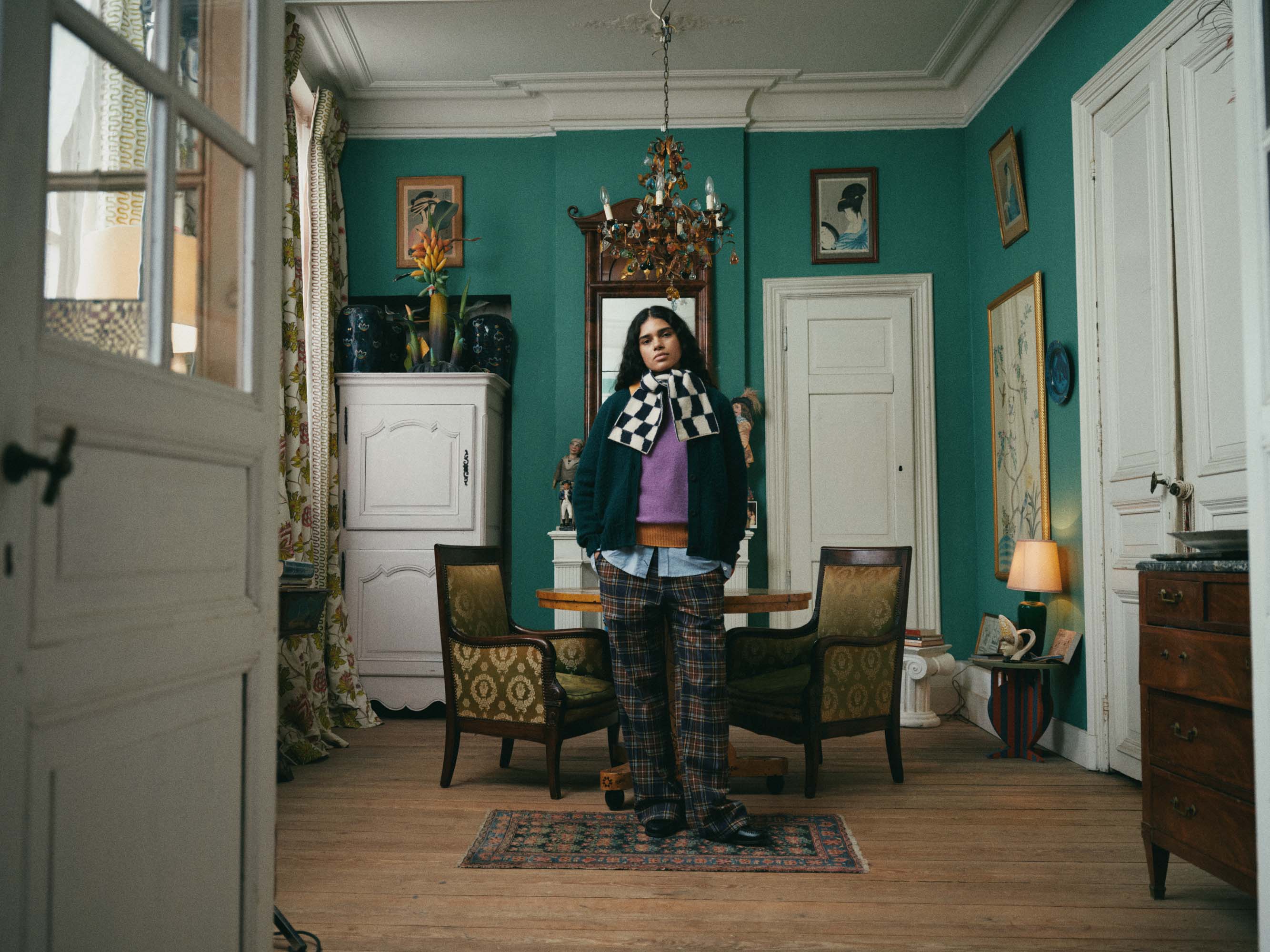 Mini Checkerboard Scarf - Forest