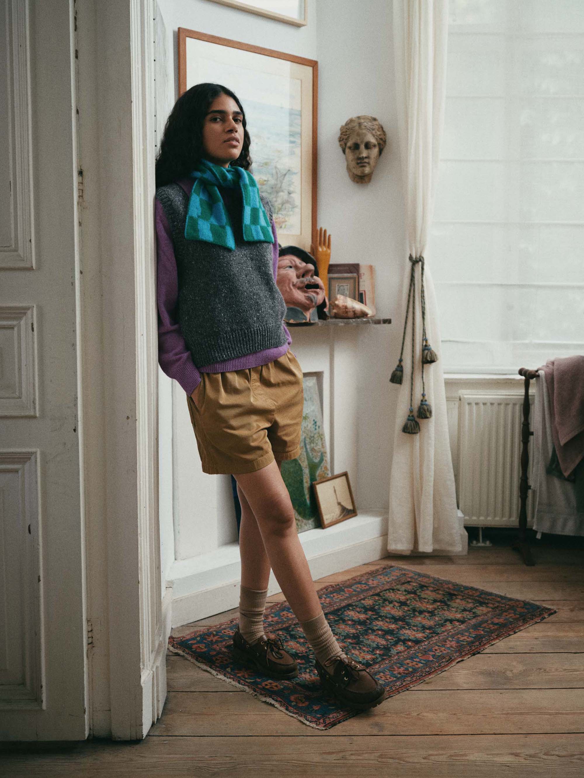 Mini Checkerboard Scarf - Green Delight