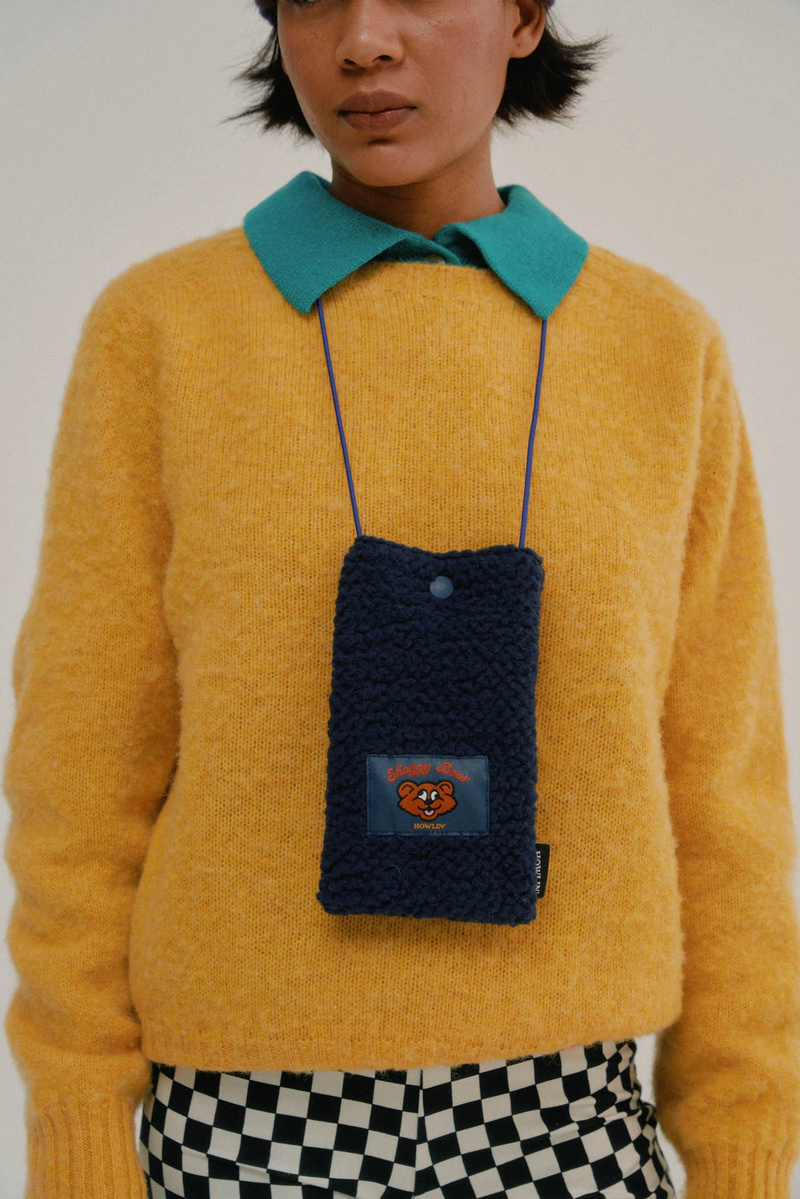 Shaggy Bear Pouch - Recycled Shearling Navy