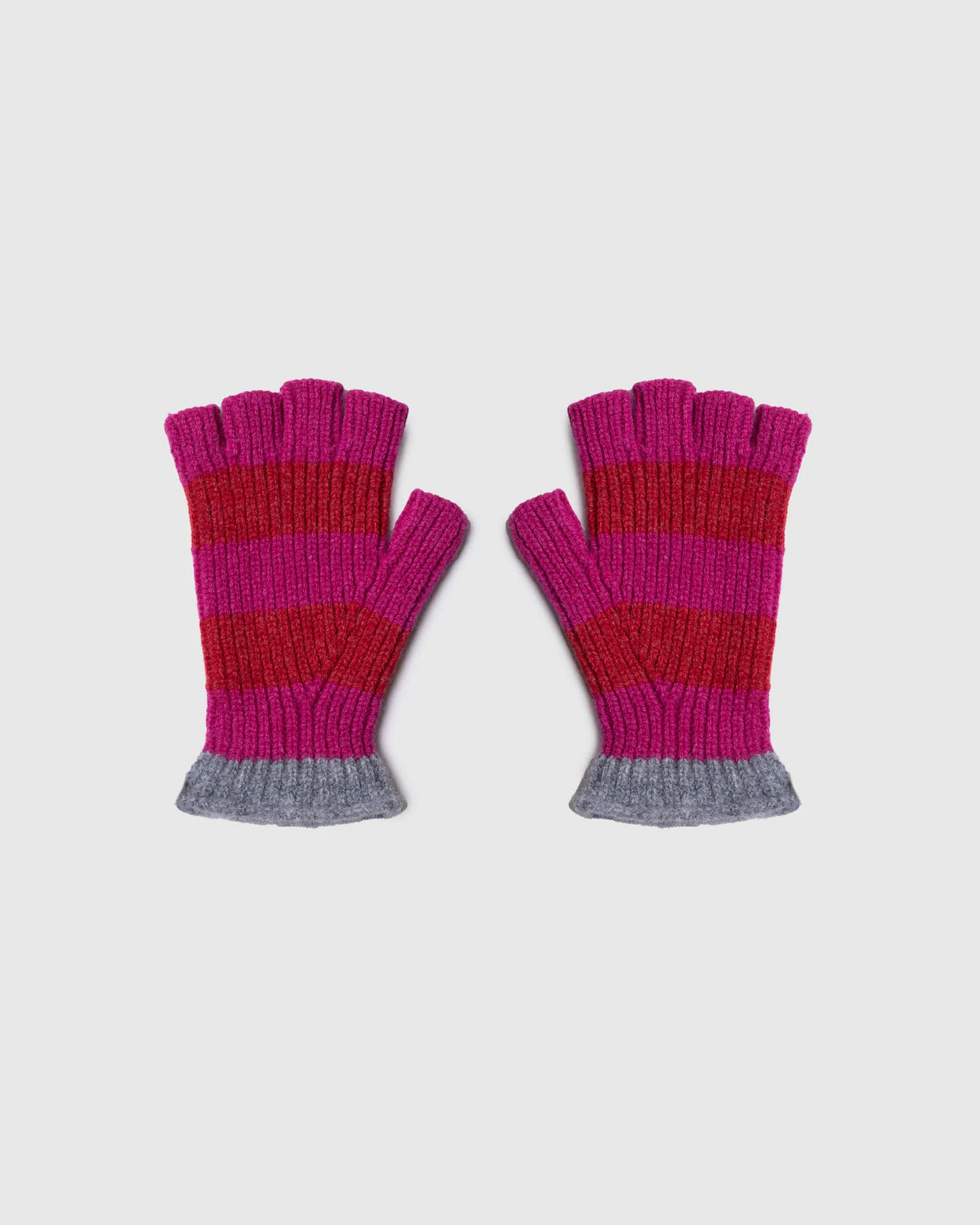 Striped No Fingers Ribbed Gloves - Mixed Up