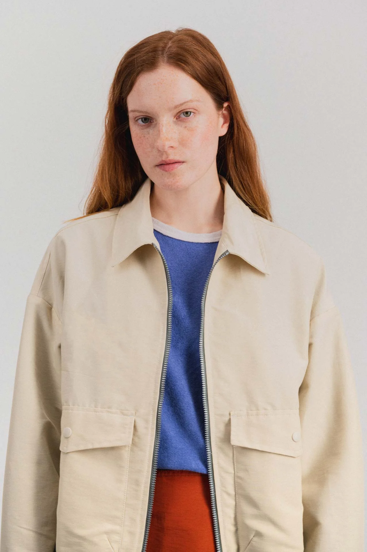 Boxy Swing Jacket For Women - Water Repellent Nylon - Cream (Women)