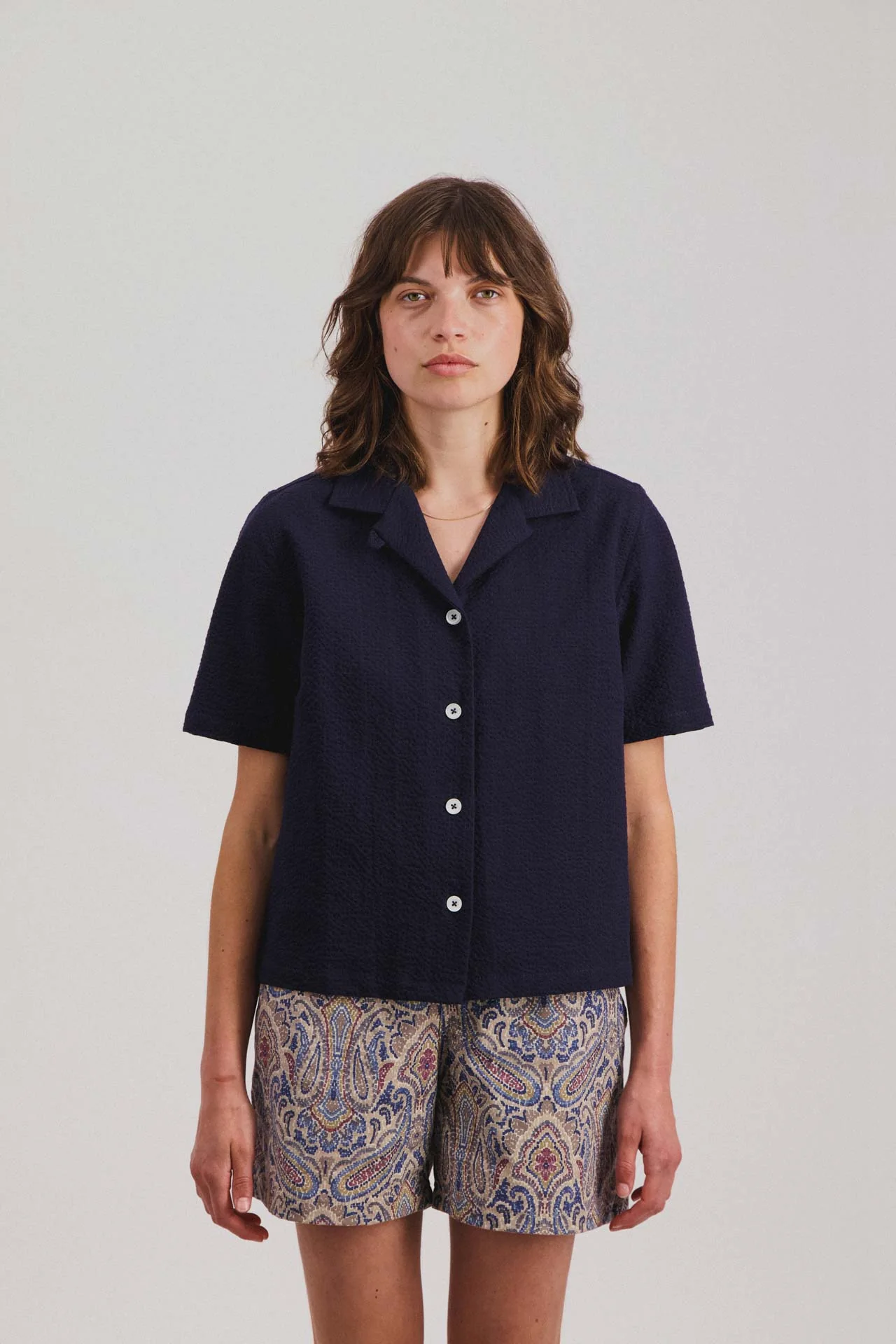 Cocktails for the Girls shirt - Seersucker - Navy (Women)