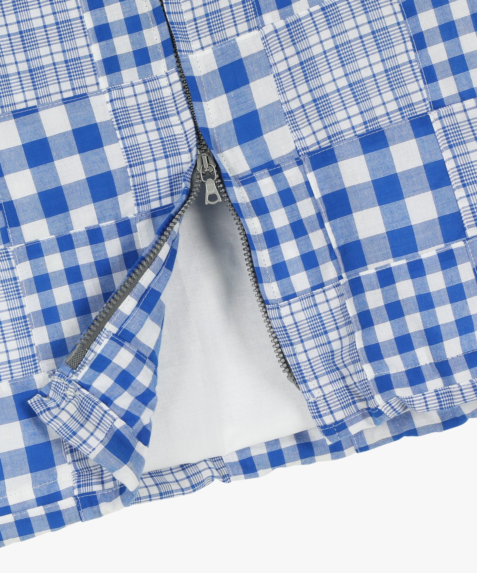 Boxy Swing Jacket - Blue Madras Patchwork