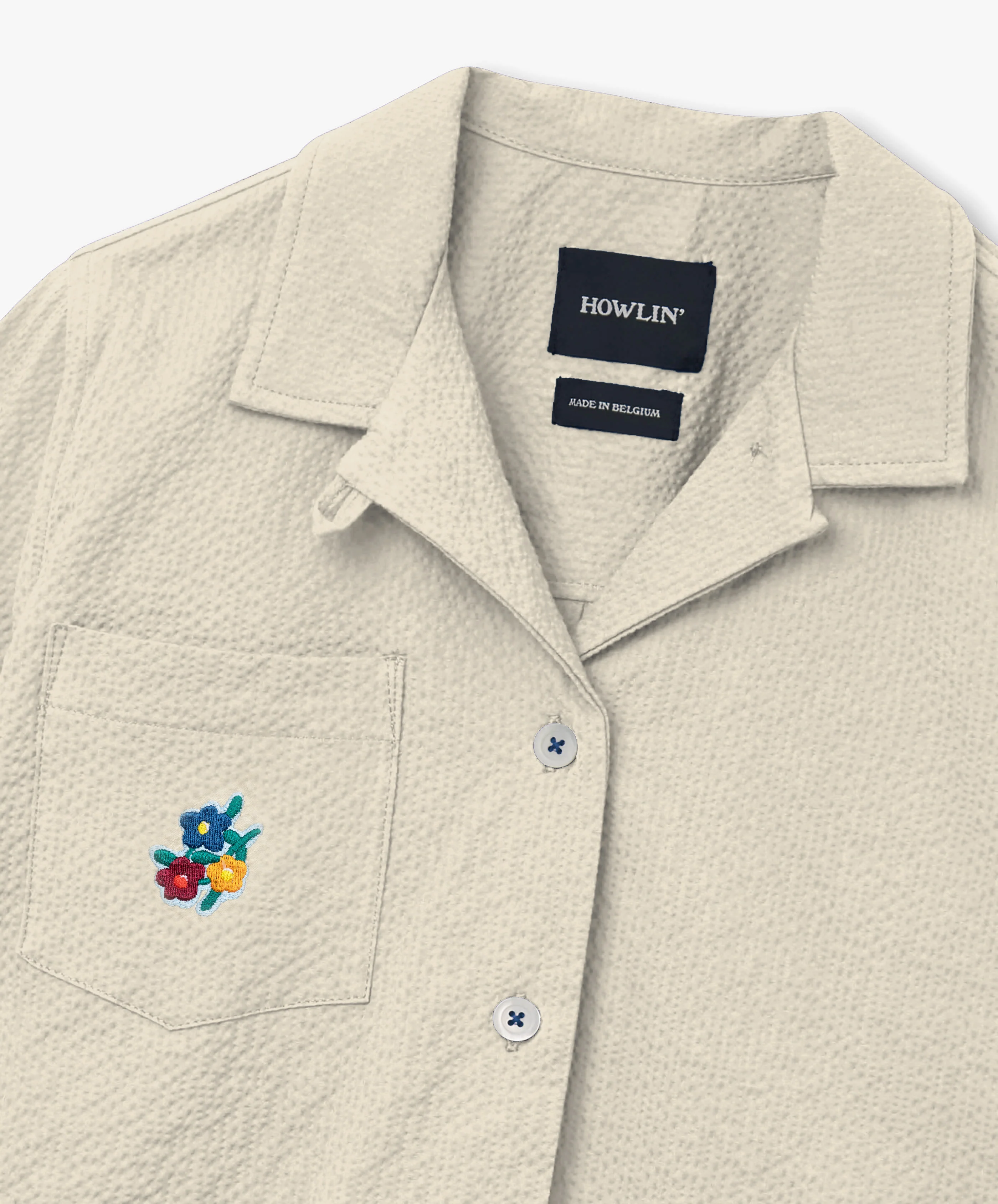 Cocktails For The Girls Shirt - Flowers - Ecru Seersucker (Women)